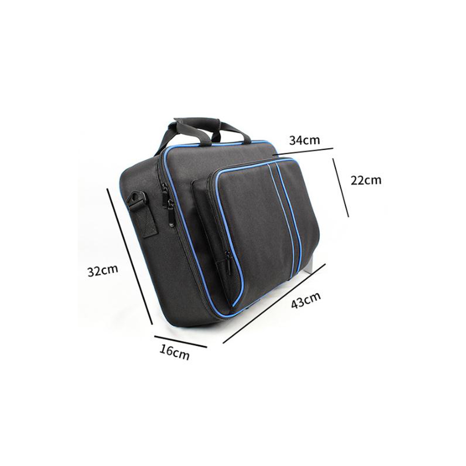 Naavor compatible avec PS5 & PS5 Sac de rangement mince, étui de transport console et manette pour accessoires PlayStation - Noir et bleu