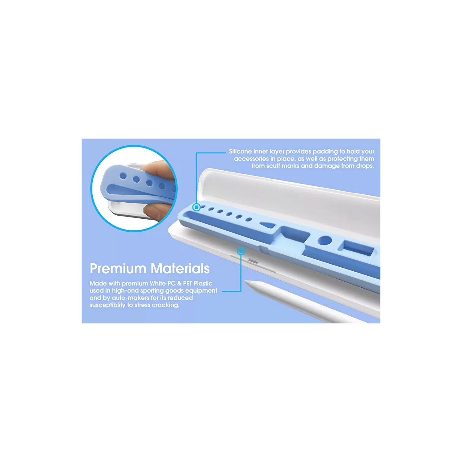 Navor Carrying Case for Apple Pencil 1st/2nd Gen - Storage Box Stand Pencil Holder Slot, and Other Pencil Accessory Slots - Compatible with iPencil