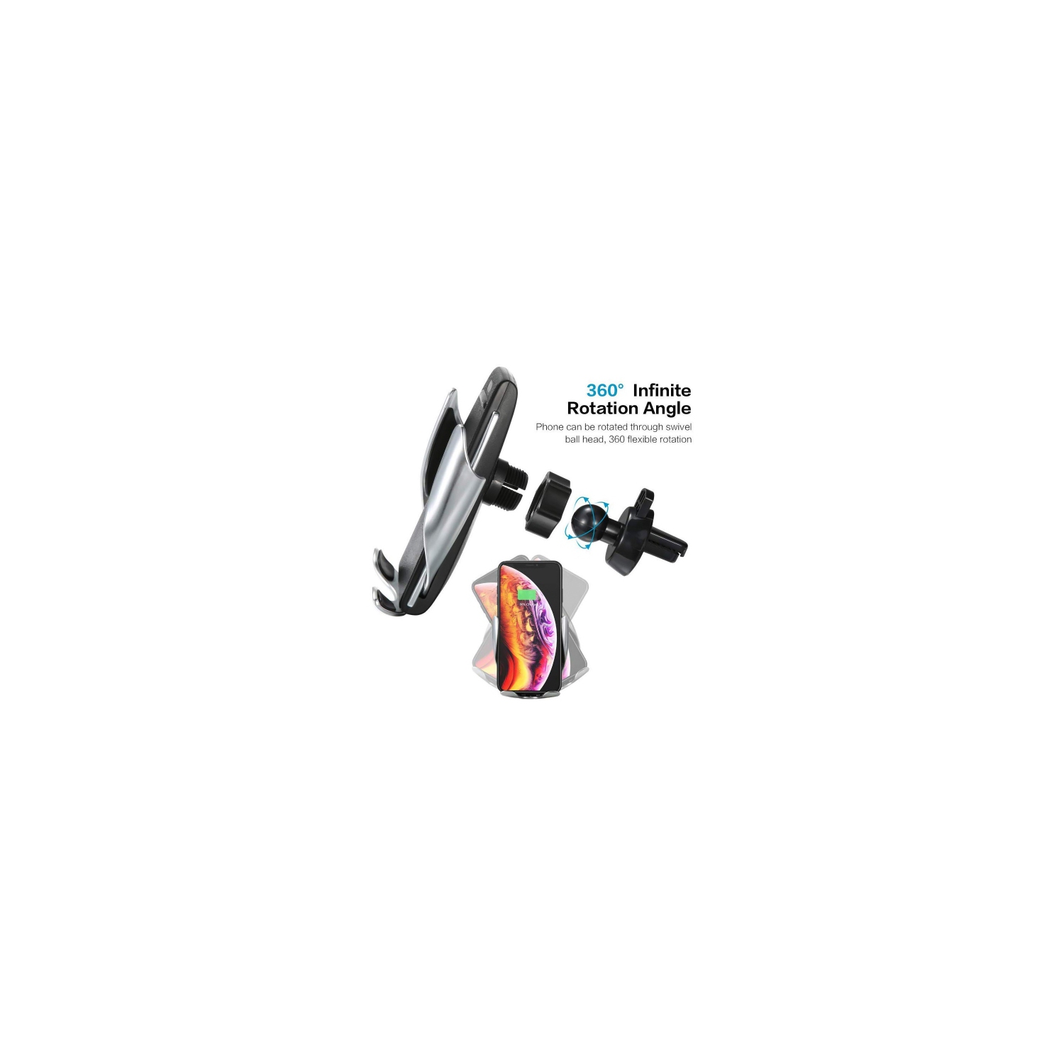 SuperGooDeal – Support de téléphone intelligent à ouverture/verrouillage automatique, chargeur sans fil Qi pour l’auto