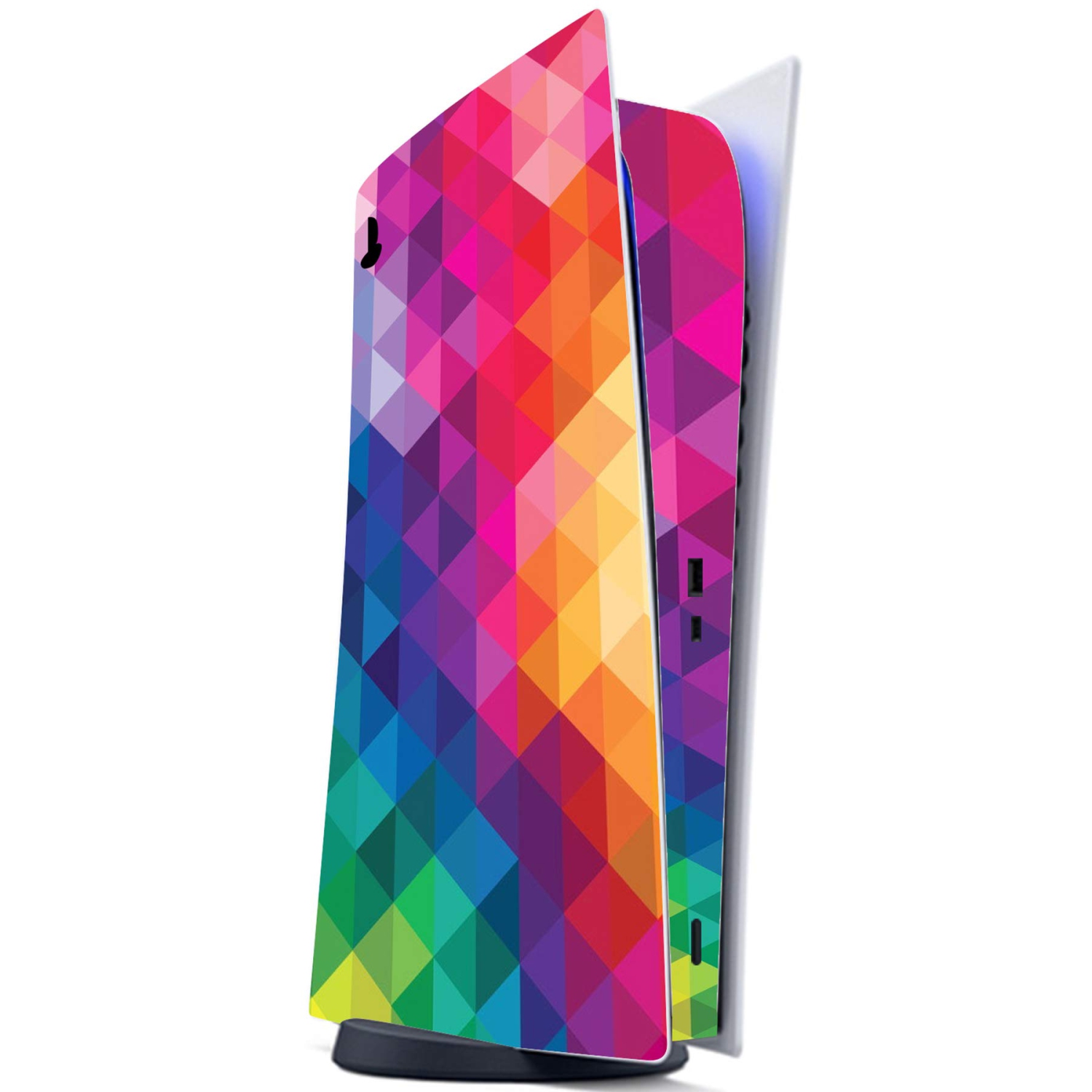 PlayVital Colorful Triangle Full Set Skin Decal for ps5 Console Digital Edition, Sticker Vinyl Decal Cover for ps5 Controlle