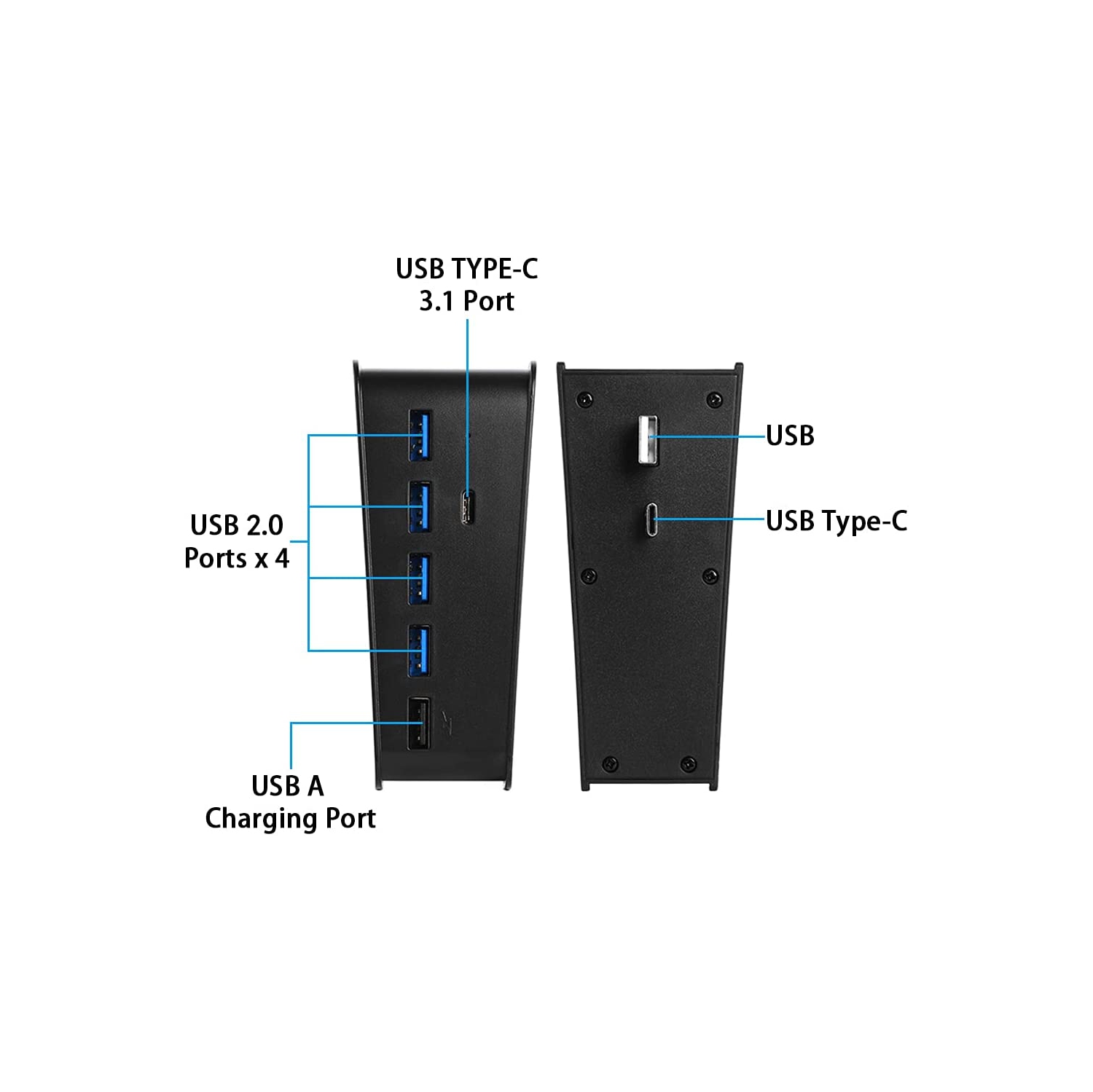 5 Port USB Hub for PS5, USB C Hub High-Speed Expansion Charger USB Extender for Playstation 5 Console