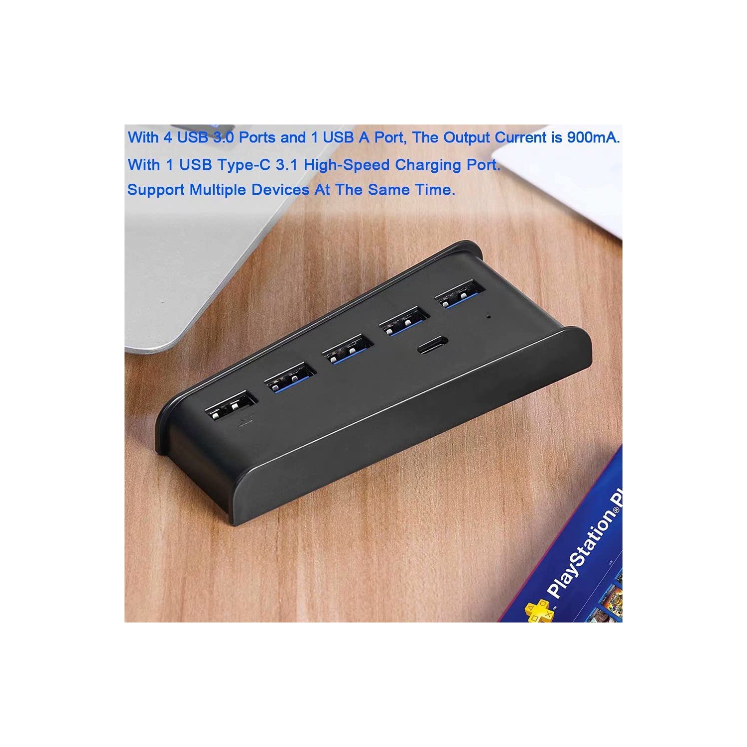 5 Port USB Hub for PS5, USB C Hub High-Speed Expansion Charger USB Extender for Playstation 5 Console