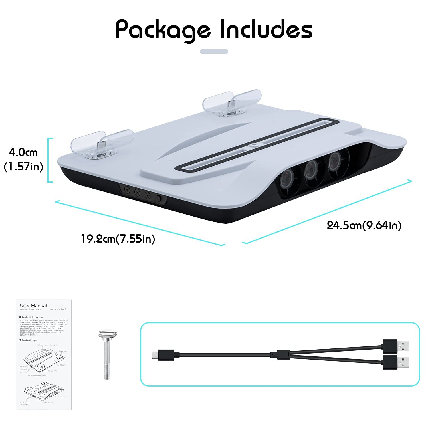 Support de recharge Cooling de Wiigearss pour station de recharge PS5 avec système de refroidissement 3 vitesses pour PS5 UHD et édition numérique Con