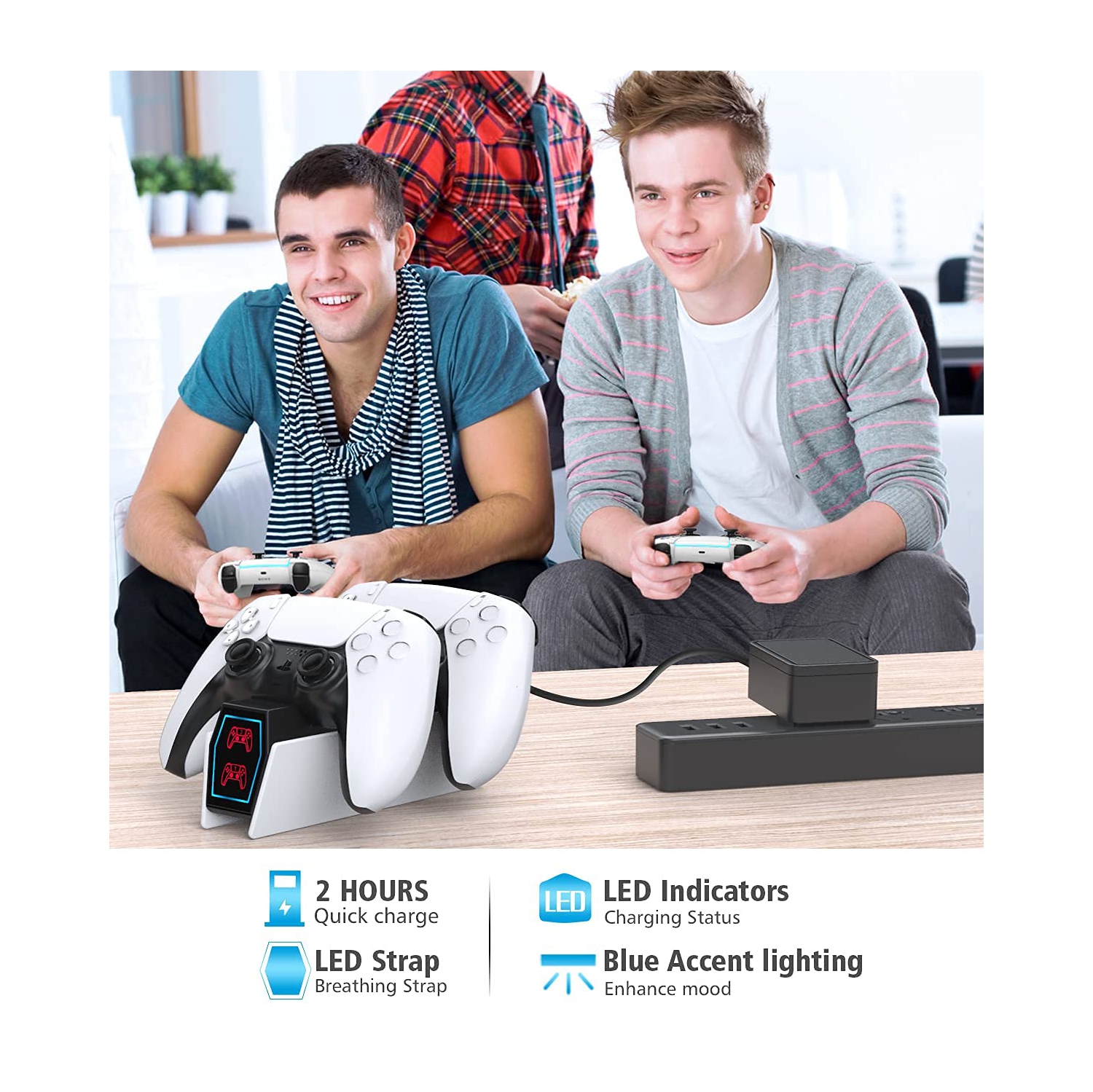 Chargeur de manette PS5, station de recharge OIV pour manette DualSense, station de chargement pour manette PS5 avec chargement rapide