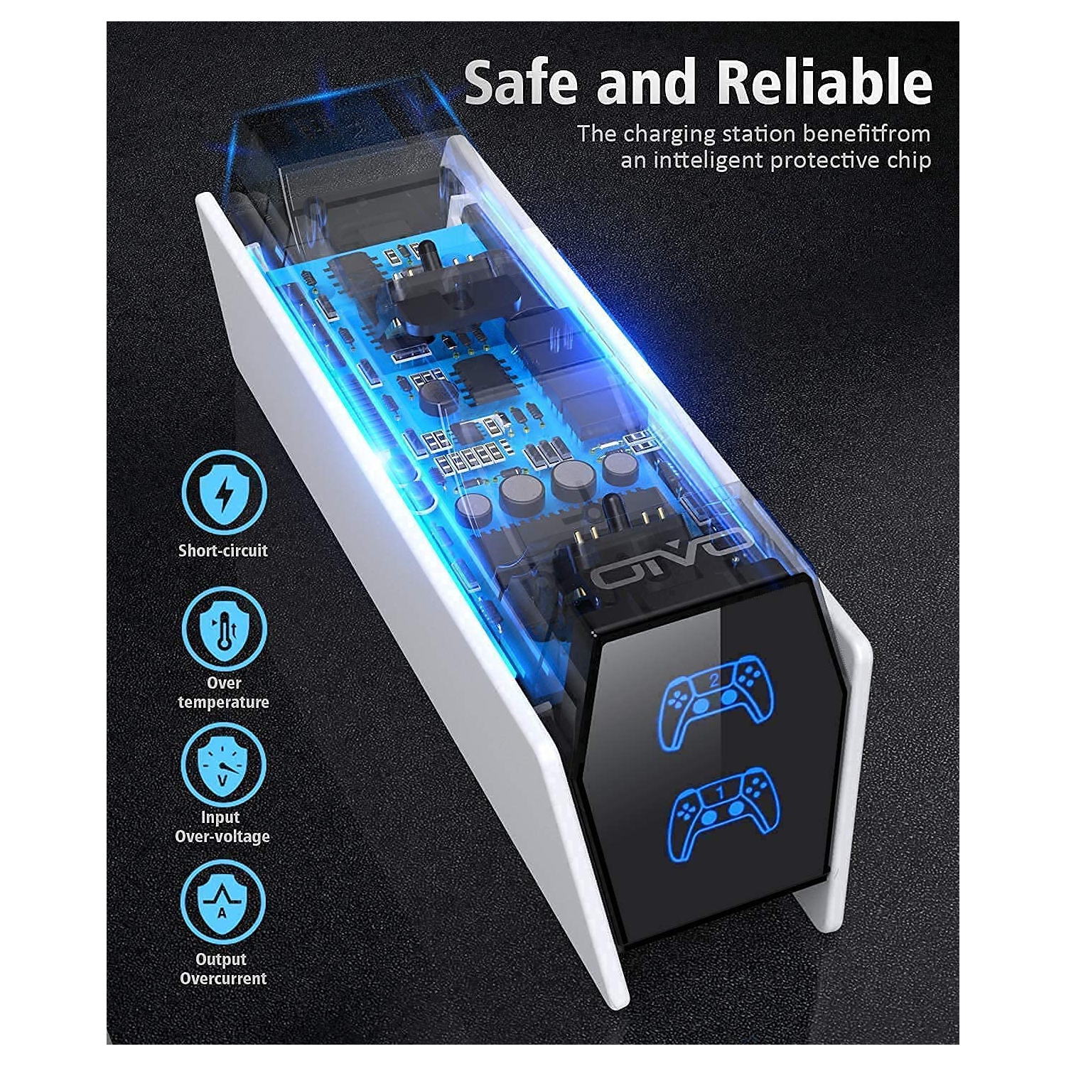 Chargeur de manette PS5, station de recharge OIV pour manette DualSense, station de chargement pour manette PS5 avec chargement rapide