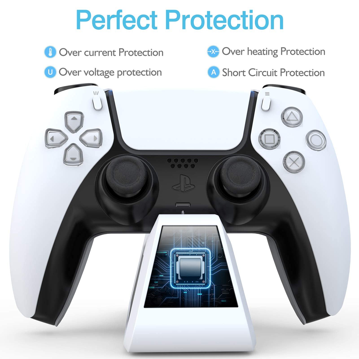 PS5 Controller Charger 2.6A Super Charger, PS5 Wireless Charger DualSense Fast Charging Station Compatible with Sony Playsta