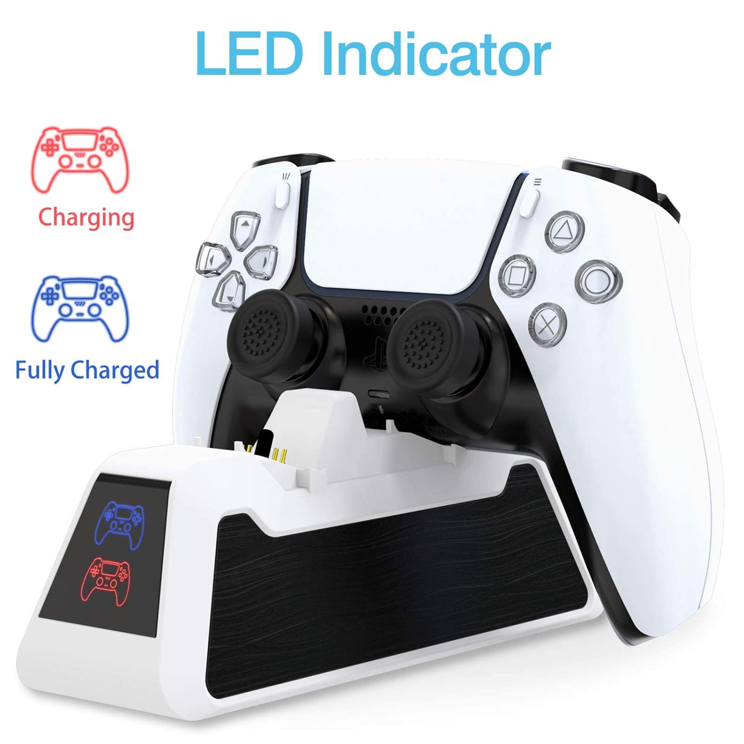 PS5 Controller Charger 2.6A Super Charger, PS5 Wireless Charger DualSense Fast Charging Station Compatible with Sony Playsta