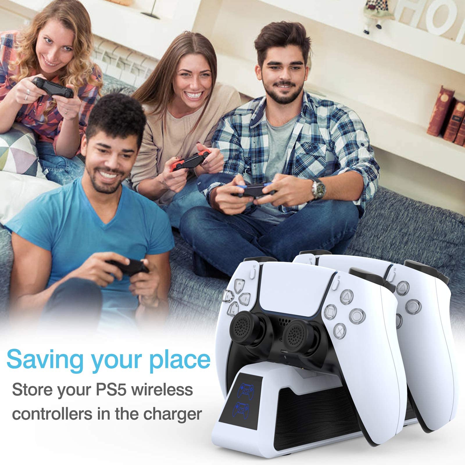 PS5 Controller Charger 2.6A Super Charger, PS5 Wireless Charger DualSense Fast Charging Station Compatible with Sony Playsta