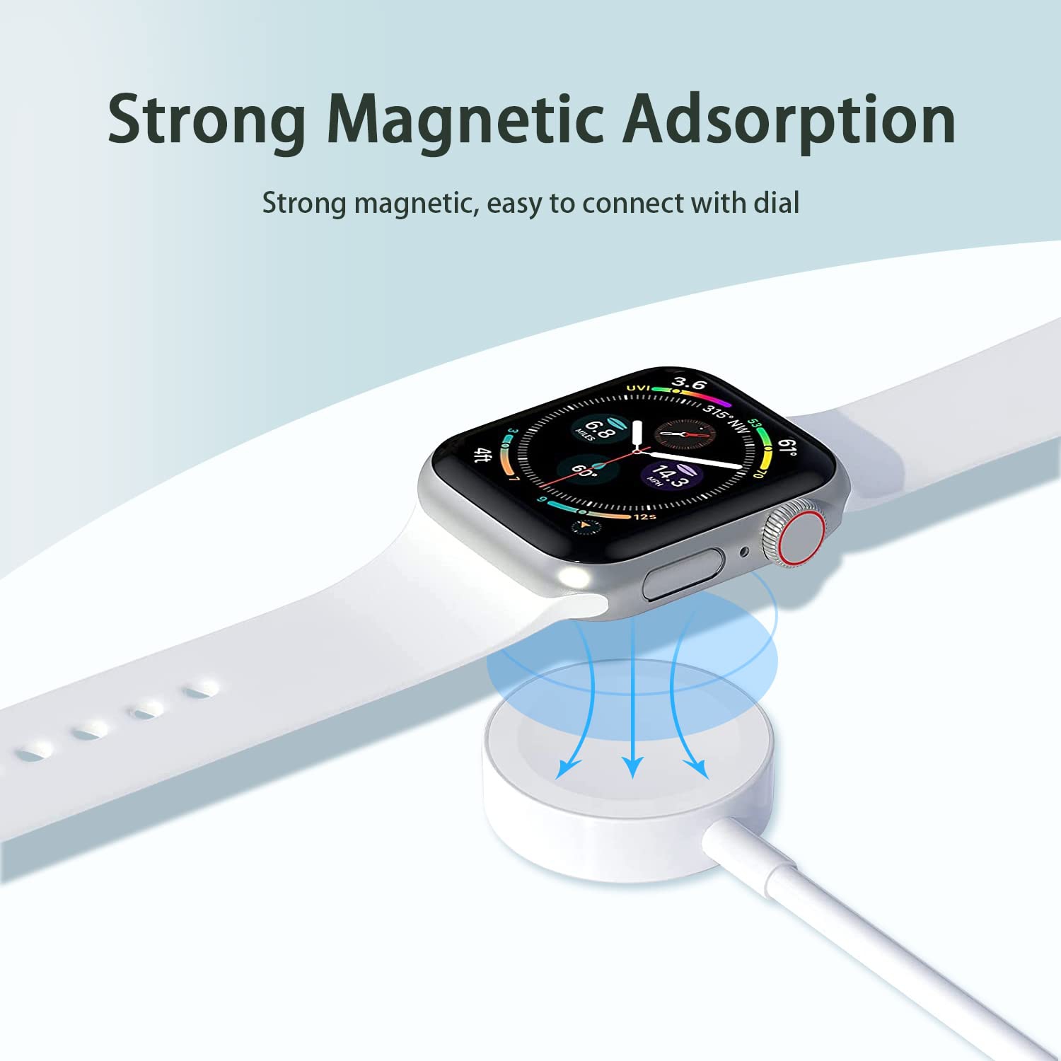3.3ft Magnetic USB Charger Cable Compatible with Apple Watch Ultra SE Series 10/9/8/7/6/5/4/3/2/1, Fast Charging Cord with Strong Magnetic Adsorption