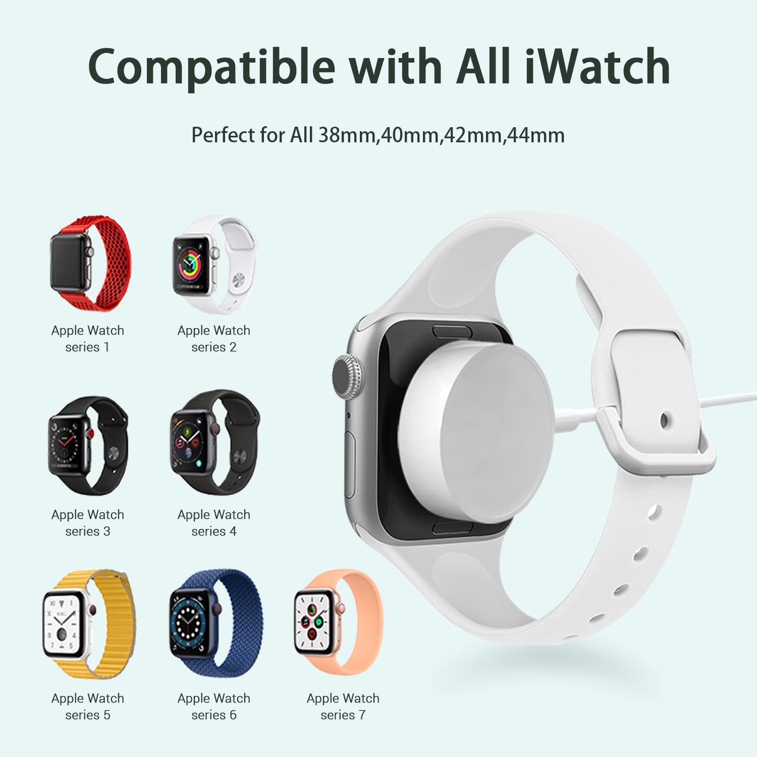 3.3ft Magnetic USB Charger Cable Compatible with Apple Watch Ultra SE Series 10/9/8/7/6/5/4/3/2/1, Fast Charging Cord with Strong Magnetic Adsorption