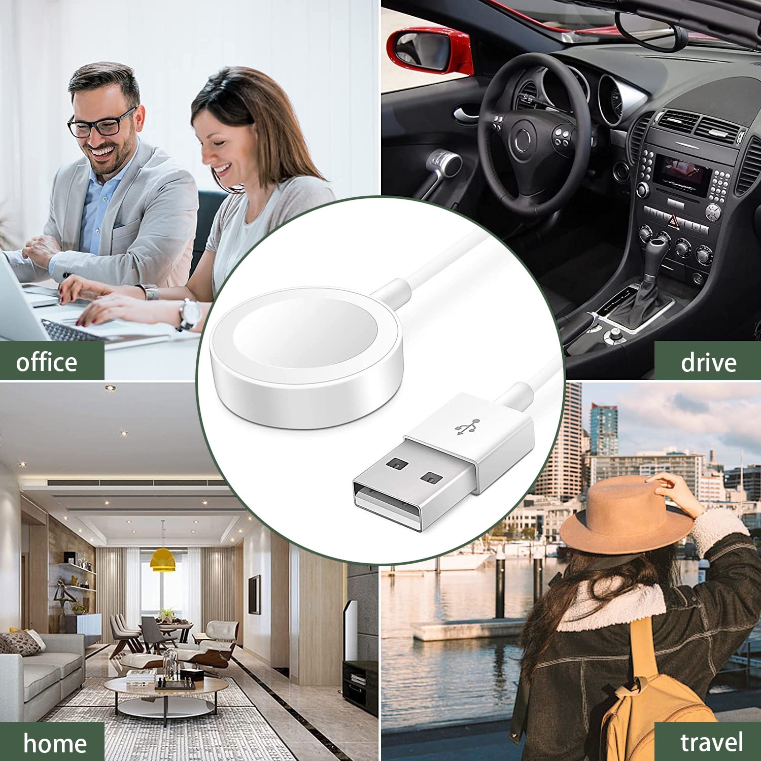 3.3ft Magnetic USB Charger Cable Compatible with Apple Watch Ultra SE Series 10/9/8/7/6/5/4/3/2/1, Fast Charging Cord with Strong Magnetic Adsorption