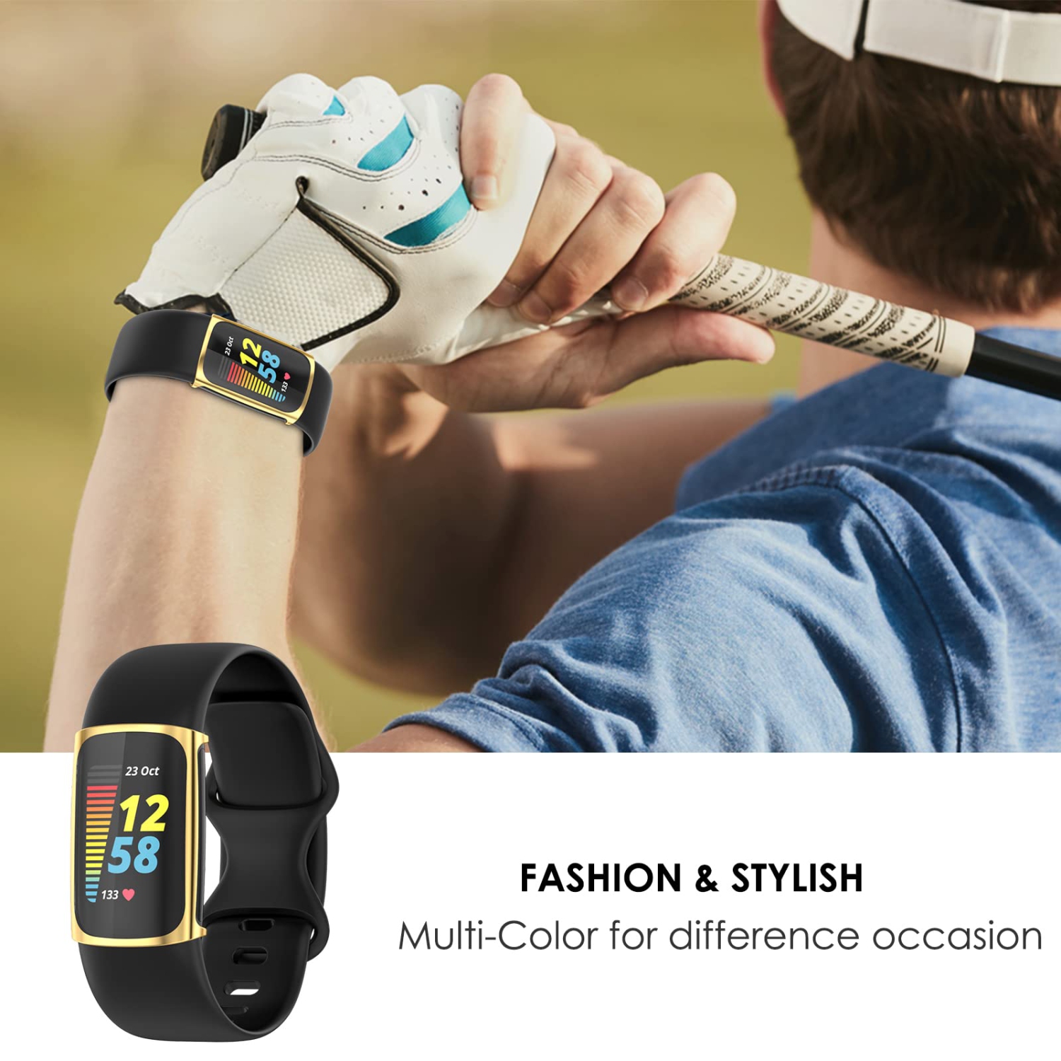 Simpeak 5 Pack Soft Screen Protector Bumper Case Compatible with Fitbit Charge 5 Smartwatch, Full Protection,All-Around Cove