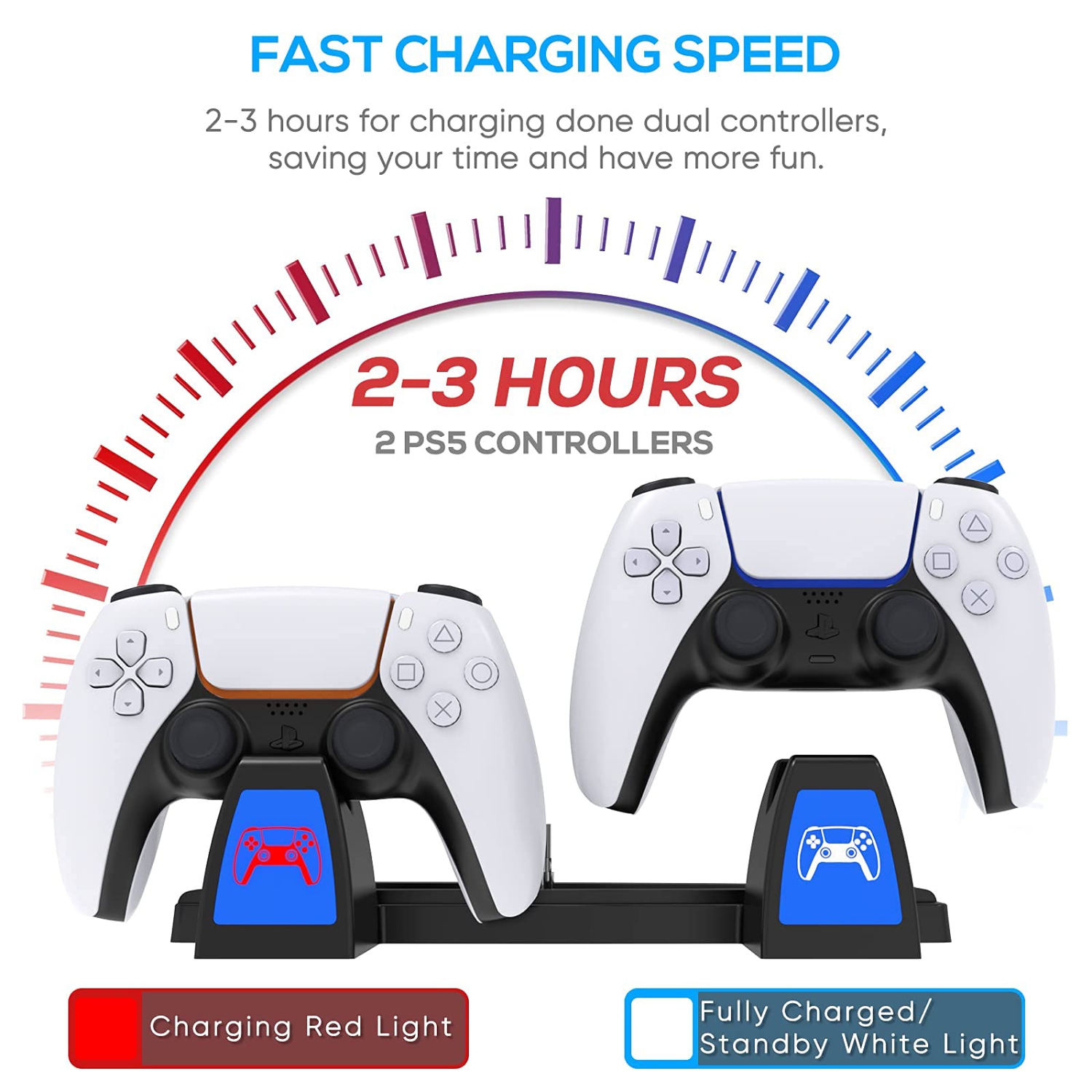 2-in-1 Cooling Stand Compatible with PS5, YUANHOT Accessories Kit Vertical Stand with Controller Charging Station Within 2.5