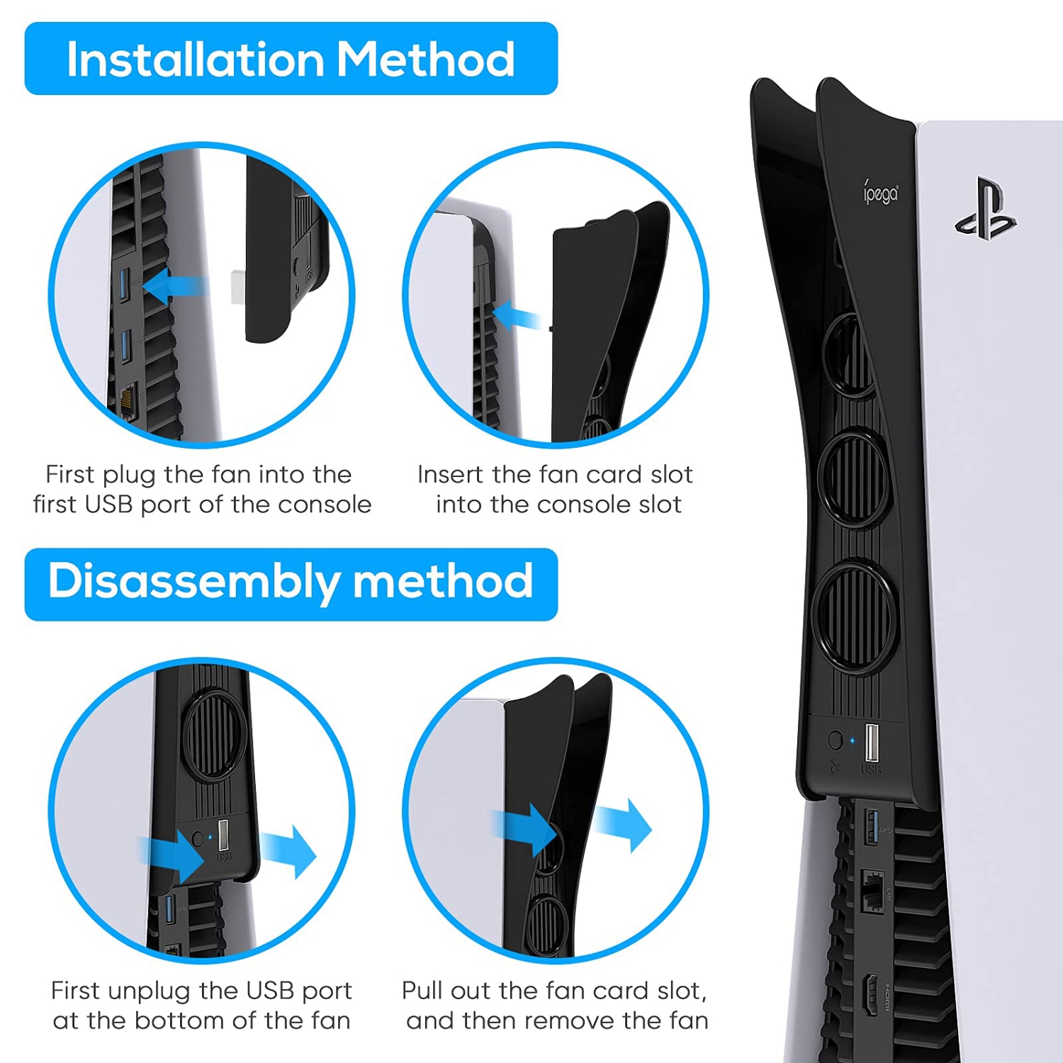2-in-1 Cooling Stand Compatible with PS5, YUANHOT Accessories Kit Vertical Stand with Controller Charging Station Within 2.5