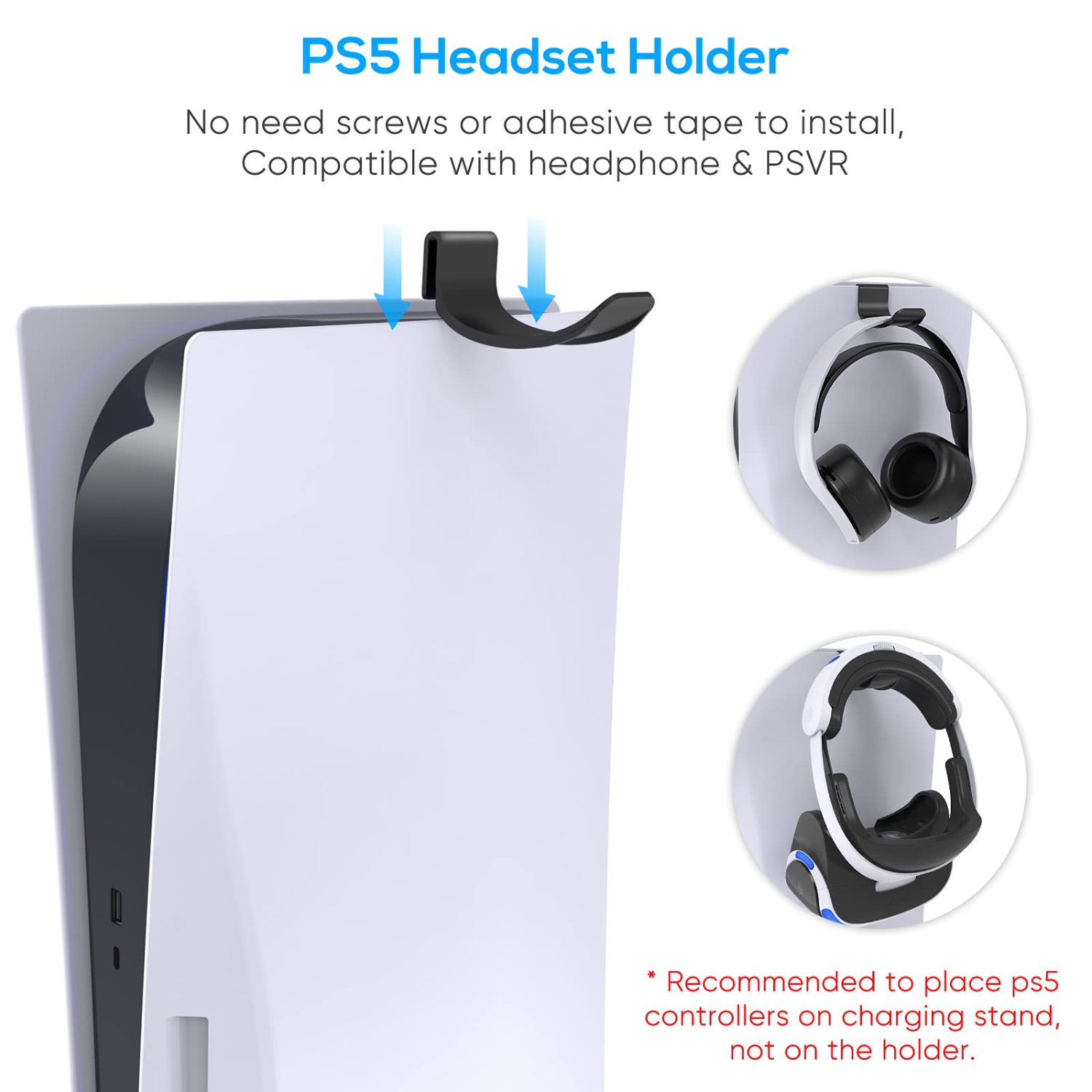 2-in-1 Cooling Stand Compatible with PS5, YUANHOT Accessories Kit Vertical Stand with Controller Charging Station Within 2.5