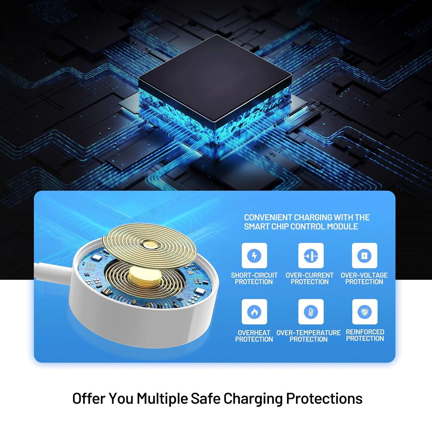 Câble de chargement USB magnétique de 3.3&nbsp;pi pour Apple Watch SE/11/10/9/8/7/6/5/4/3/2/1 Ultra/Ultra2, pour 38&nbsp;mm à 49&nbsp;mm iWatch.