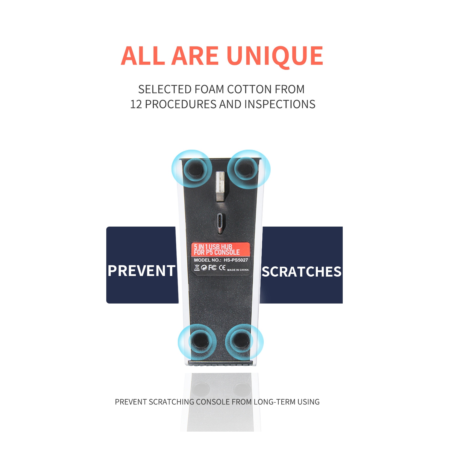 Concentrateur USB à 5 ports pour PS5, adaptateur répartiteur de chargement haute vitesse pour concentrateur d’extension avec 4 ports USB + 1 port de