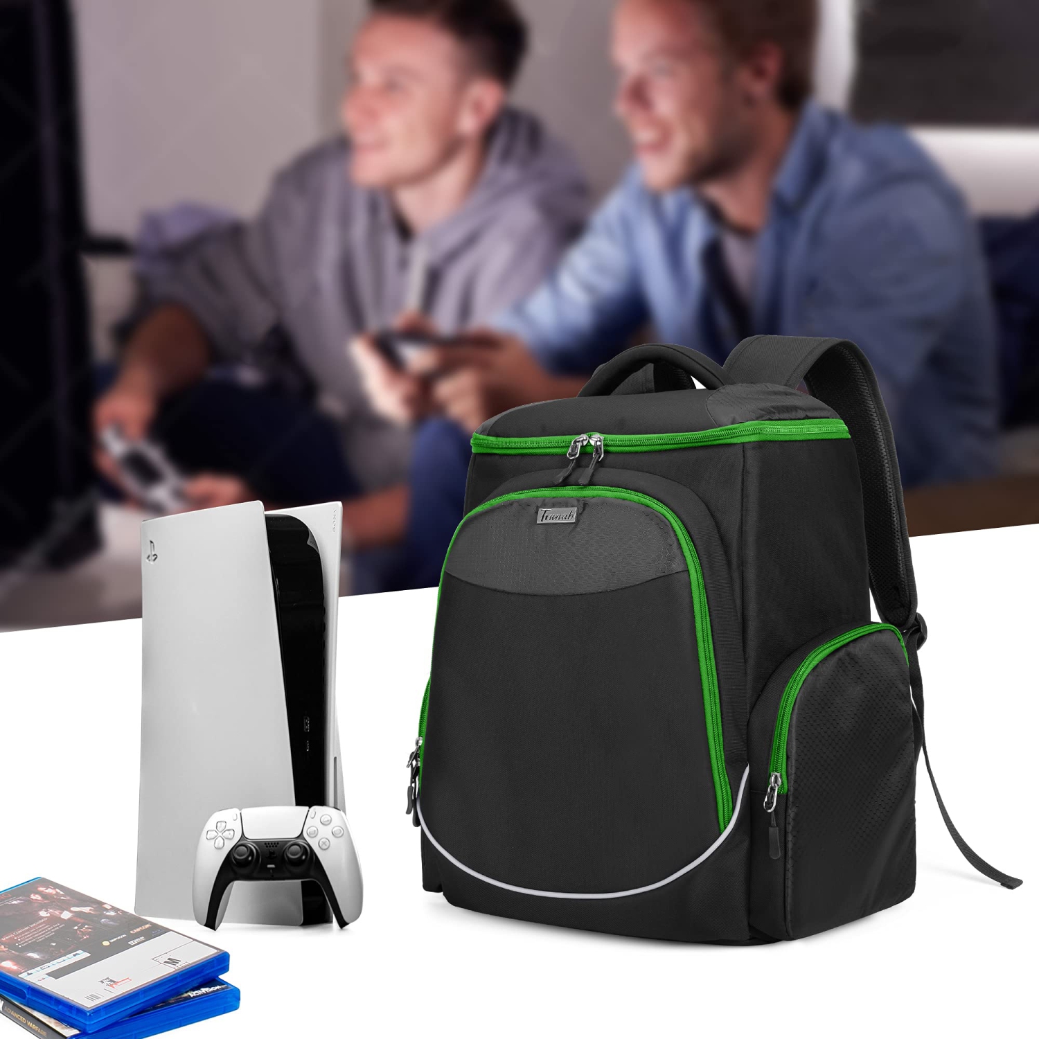 Trunab Gaming Console Backpack Compatible with PS5/PS4/PS4 Pro/PS4 Slim/Xbox One/Xbox One X/Xbox One S, Travel Carrying Bag