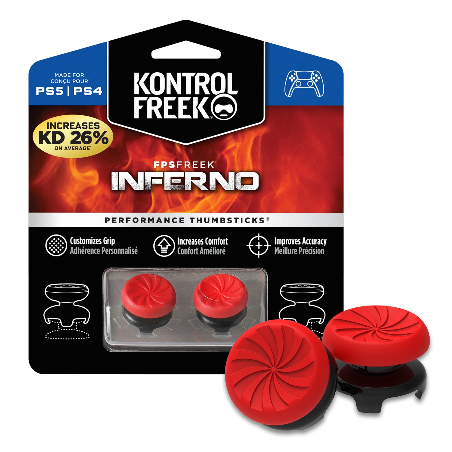 KontrolFreek Apex Legends: Predator Edition Performance Thumbsticks for  Playstation 4 (PS4) and Playstation 5 (PS5) Controller | 1 High-Rise, 1
