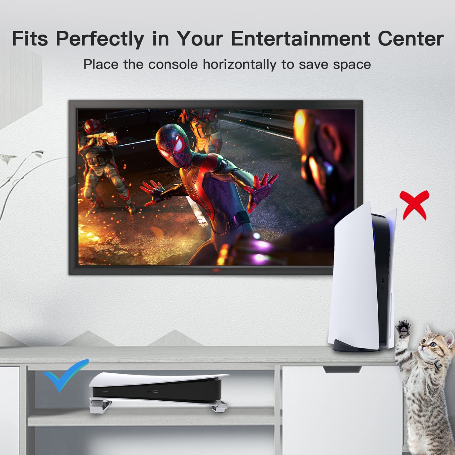 PS5 Accessoires Support horizontal, [design minimaliste], socle PS5, compatible avec les consoles PlayStation 5 et Digital Editions, blanc