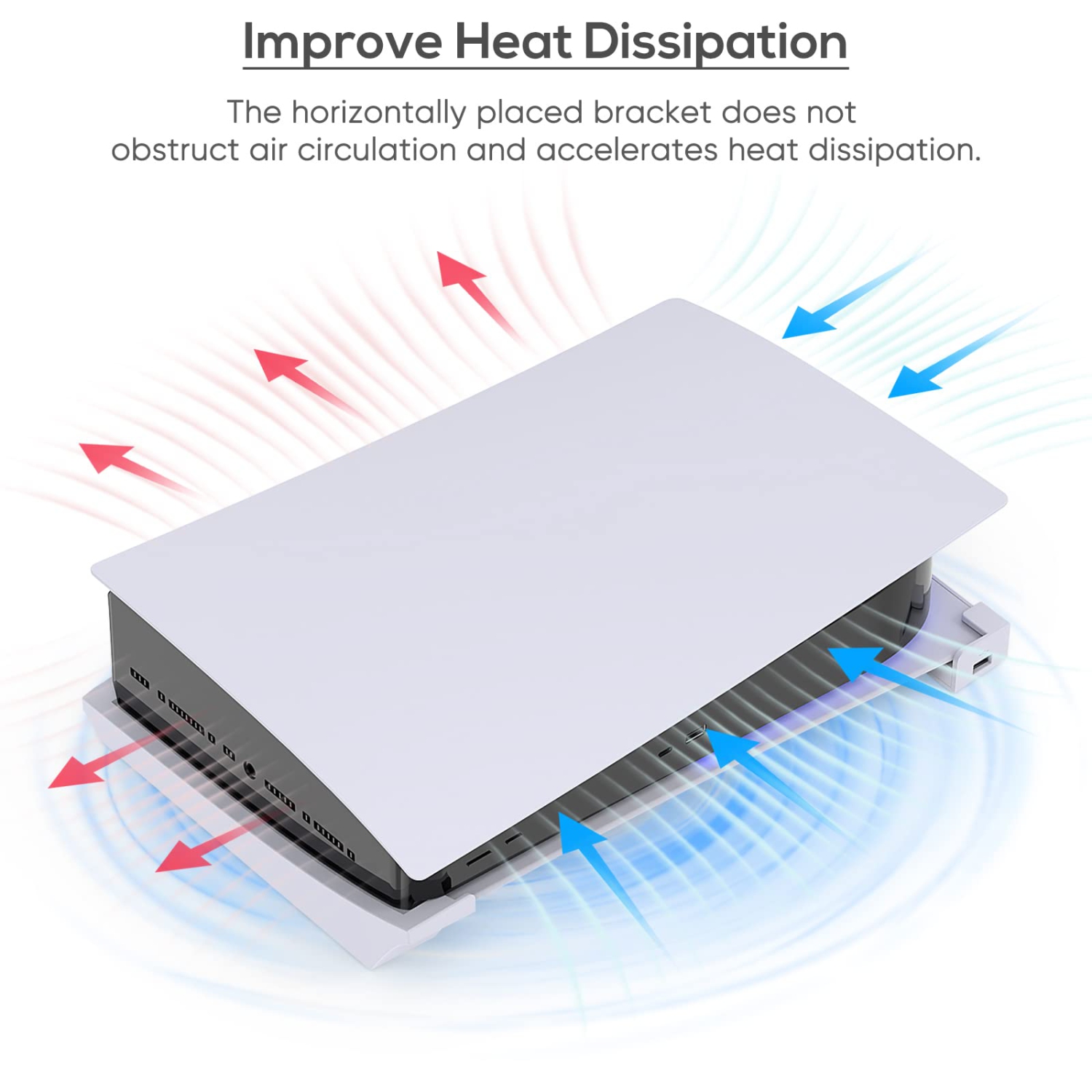 Horizontal Stand for PS5 Console with 4-Port USB Hub, Upgraded PS5 Accessories Base Holder for PlayStation 5 Disc & Digital Editions 1 USB 2.0 Data