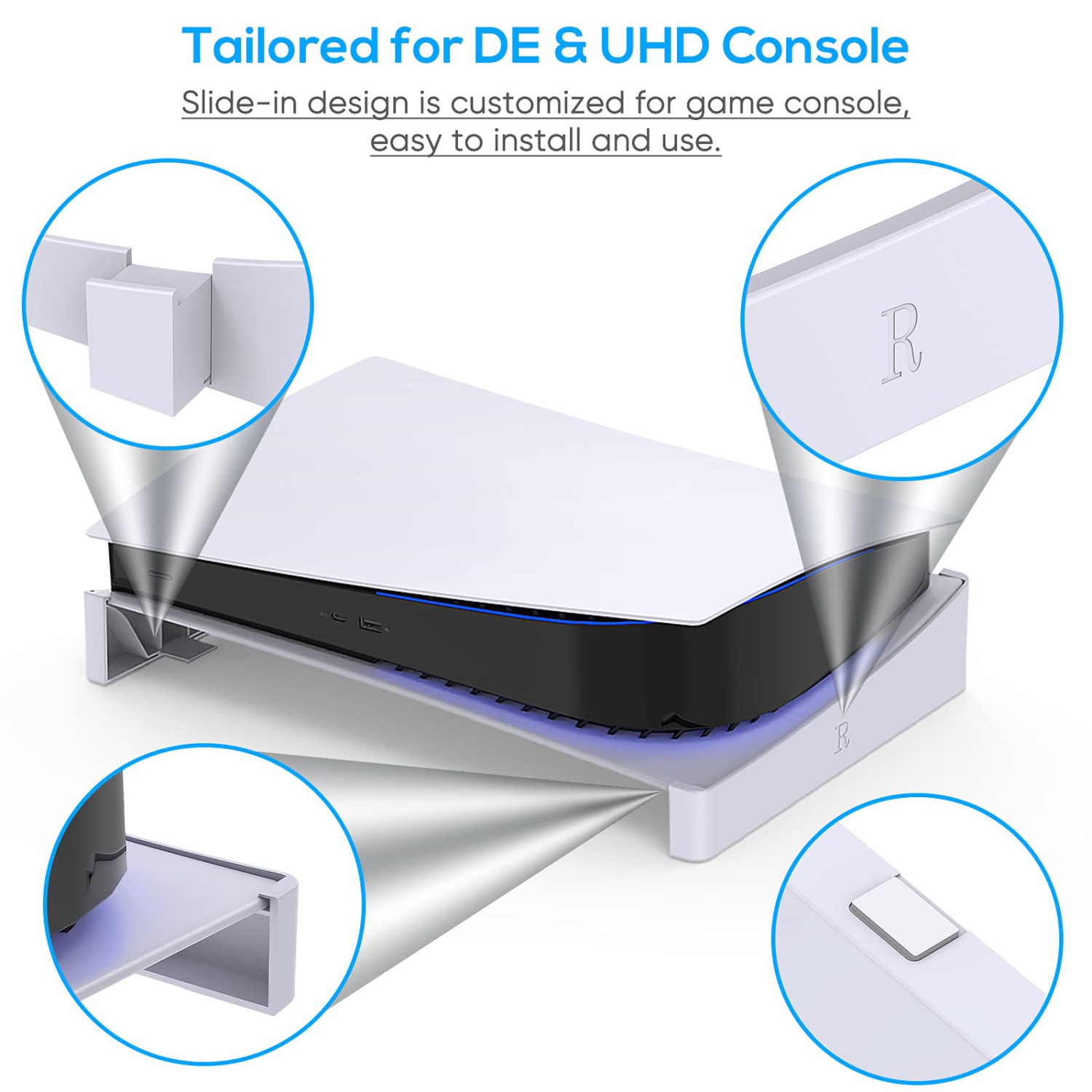 Horizontal Stand Compatible with PS5 Disc & Digital Editions, Accessories Base Stand Holder Compatible with Playstation 5 Co