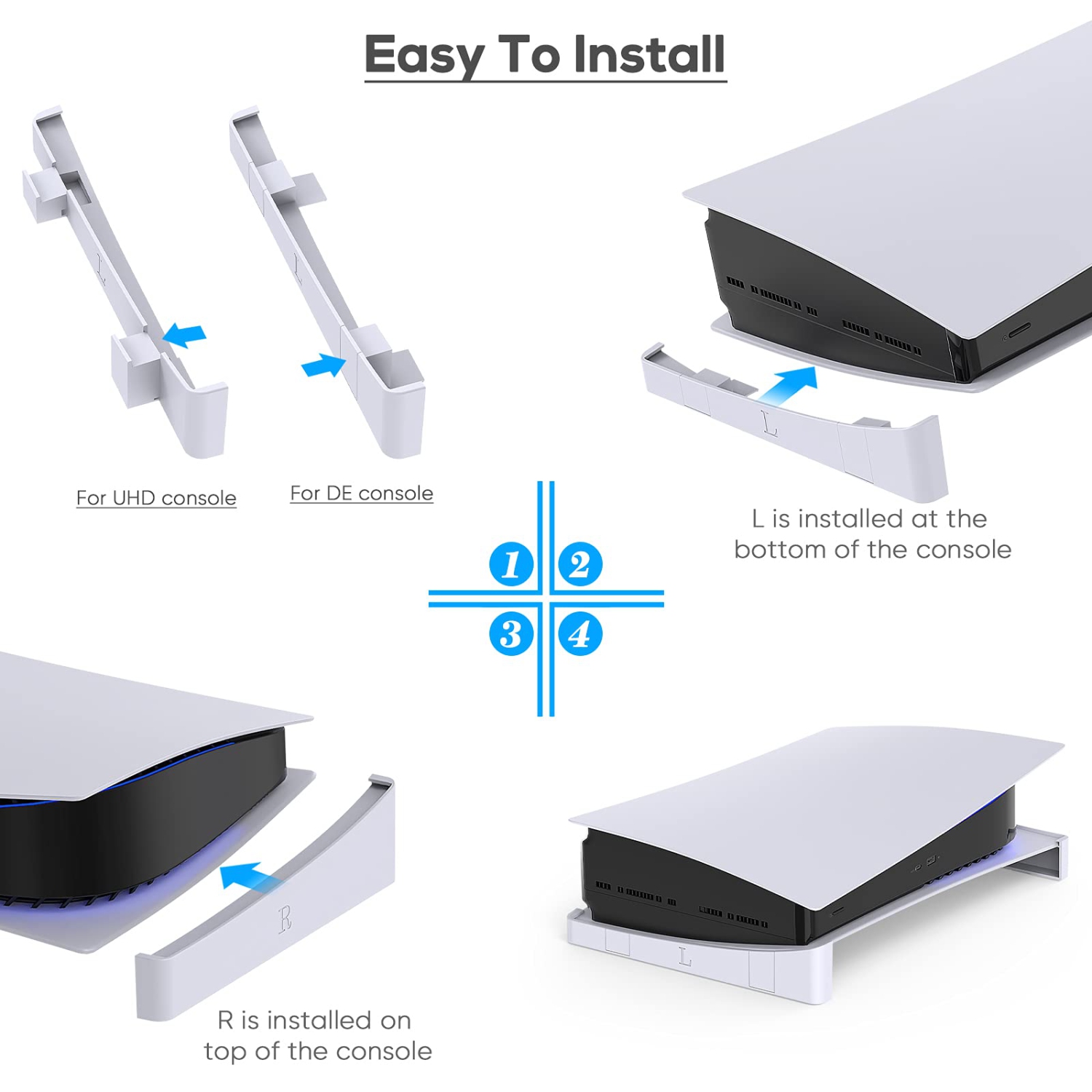 Support horizontal pour console PS5, base d’accessoires MENAEE pour PS5 compatible avec disque PlayStation 5 et éditions numériques