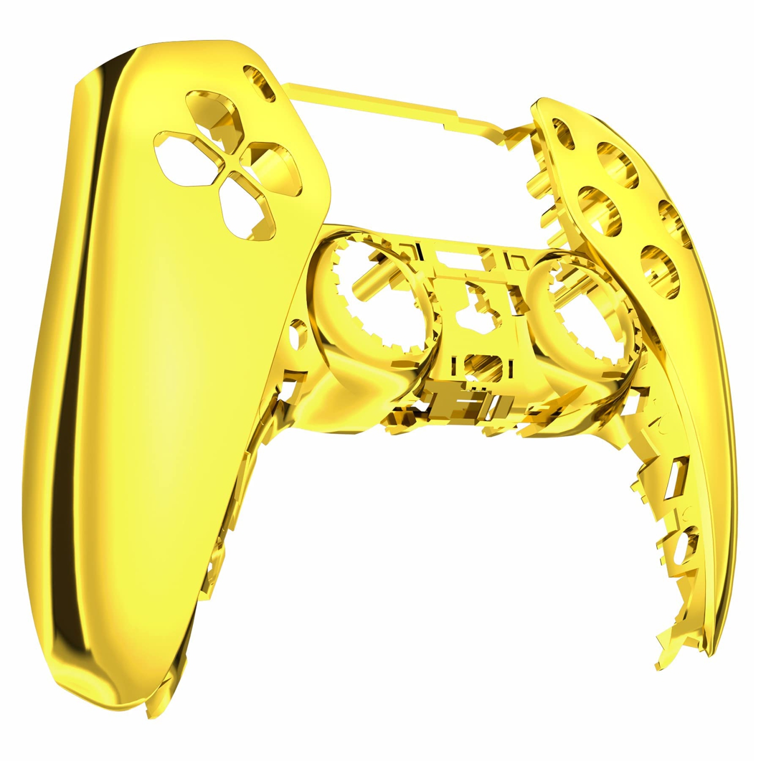 Chrome Gold Glossy DIY Accessories Replacement Front Housing Shell Compatible with ps5 Controller, Custom Faceplate Compatible with ps5 Controller