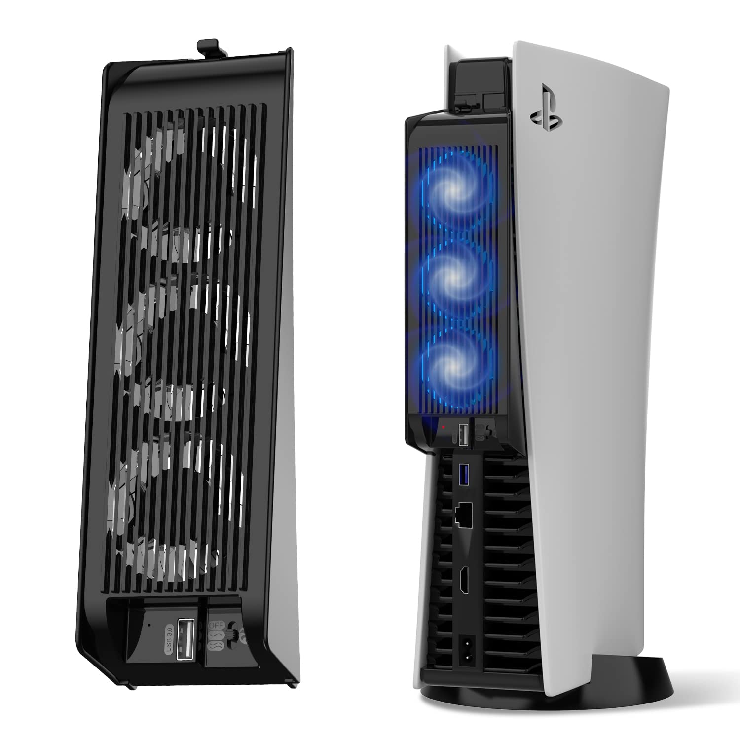 Ventilateur de refroidissement JUSPRO pour PS5, ventilateur silencieux  amélioré avec éclairage DEL pour PlayStation 5/PlayStation 5 édition  numérique