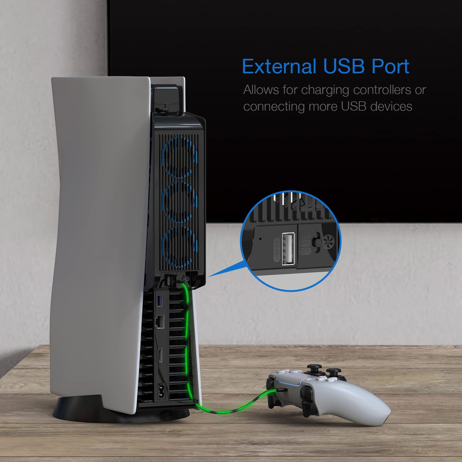 Ventilateur de refroidissement JUSPRO pour PS5, ventilateur silencieux amélioré avec éclairage DEL pour PlayStation 5/PlayStation 5 édition numérique