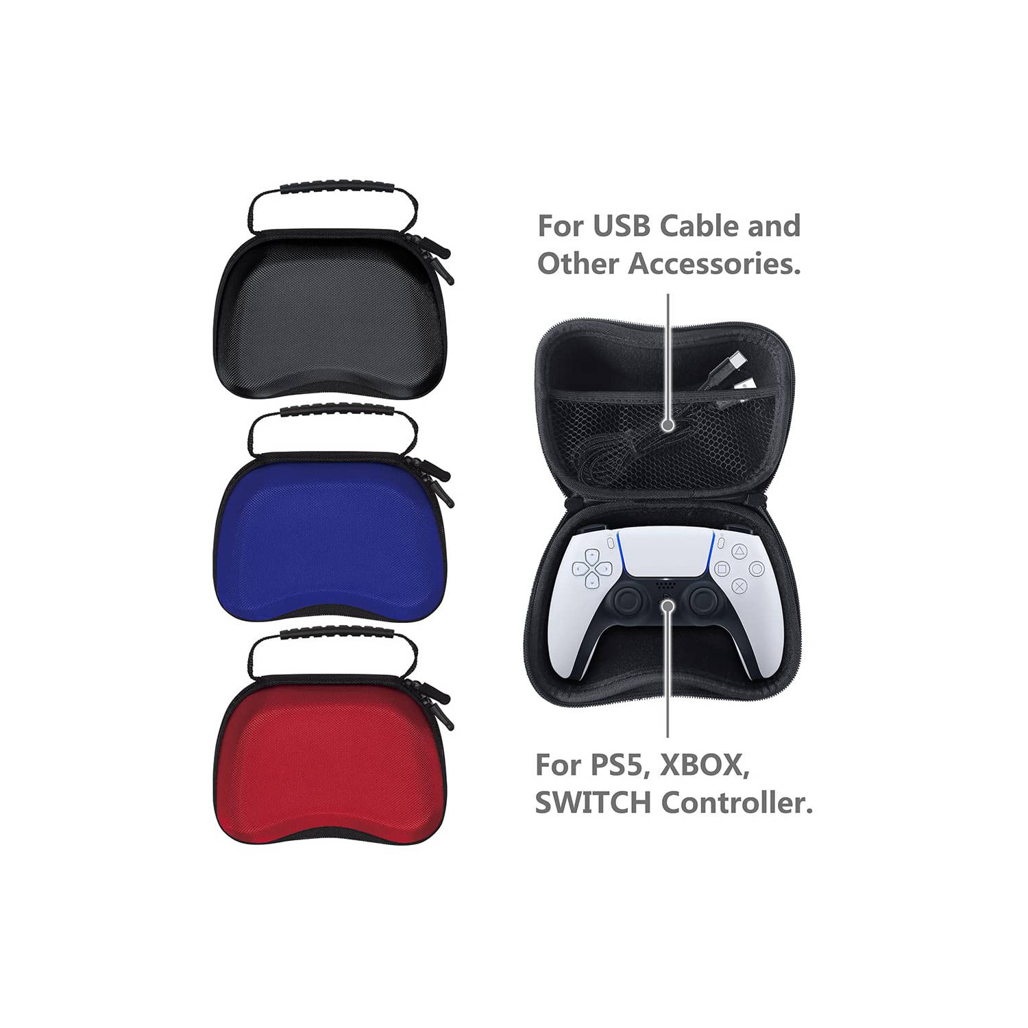 PS5 Étui de transport, étui de console pour jeux PlayStation 5 et PS5 édition numérique PS5 et manette pour PS5 - Noir blanc