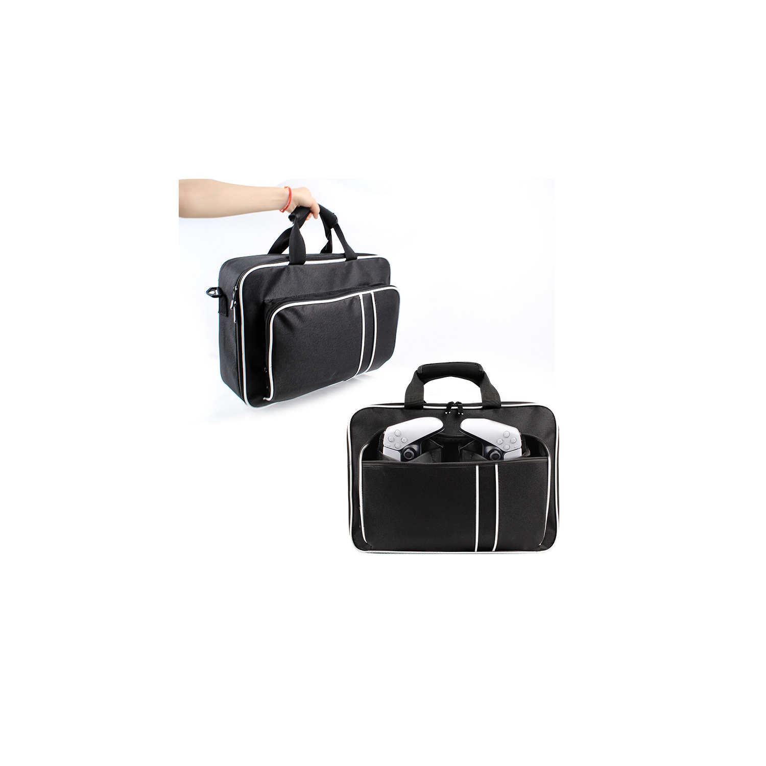 PS5 Étui de transport, étui de console pour jeux PlayStation 5 et PS5 édition numérique PS5 et manette pour PS5 - Noir blanc