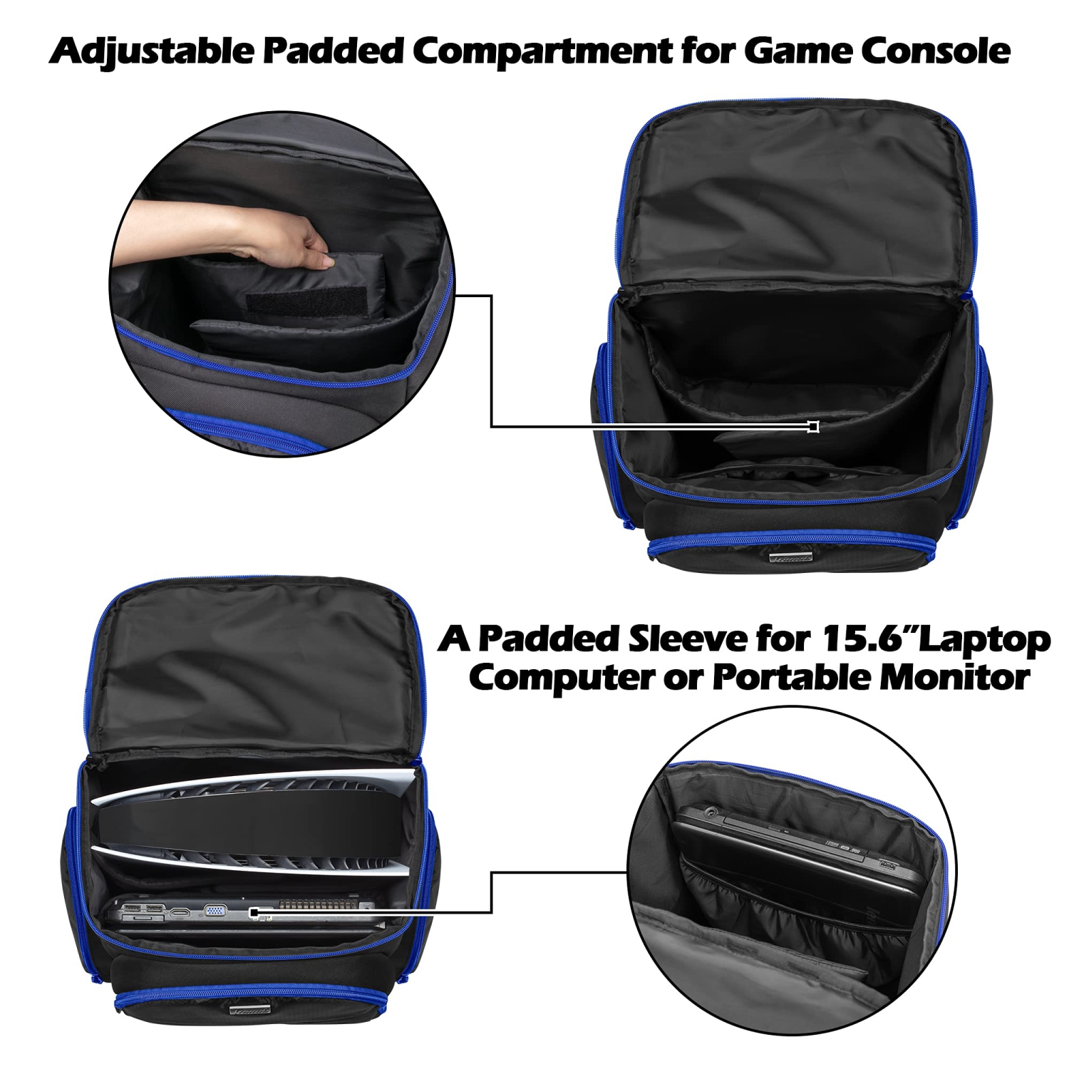 Trunab Gaming Console Backpack Compatible with PS5/PS4/PS4 Pro/PS4 Slim/Xbox One/Xbox One X/Xbox One S, Travel Carrying Bag