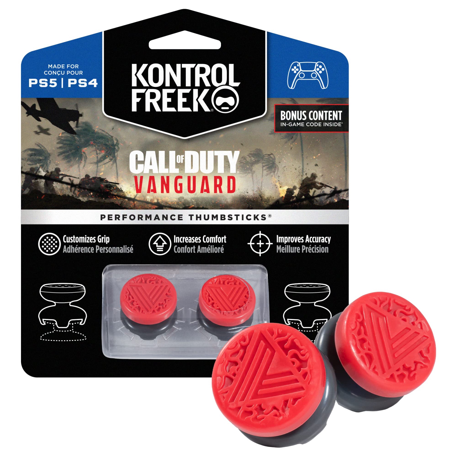 KontrolFreek Call of Duty: Vanguard Performance Thumbsticks for Playstation 4 (PS4) and Playstation 5 (PS5) | 2 High-Rise, H