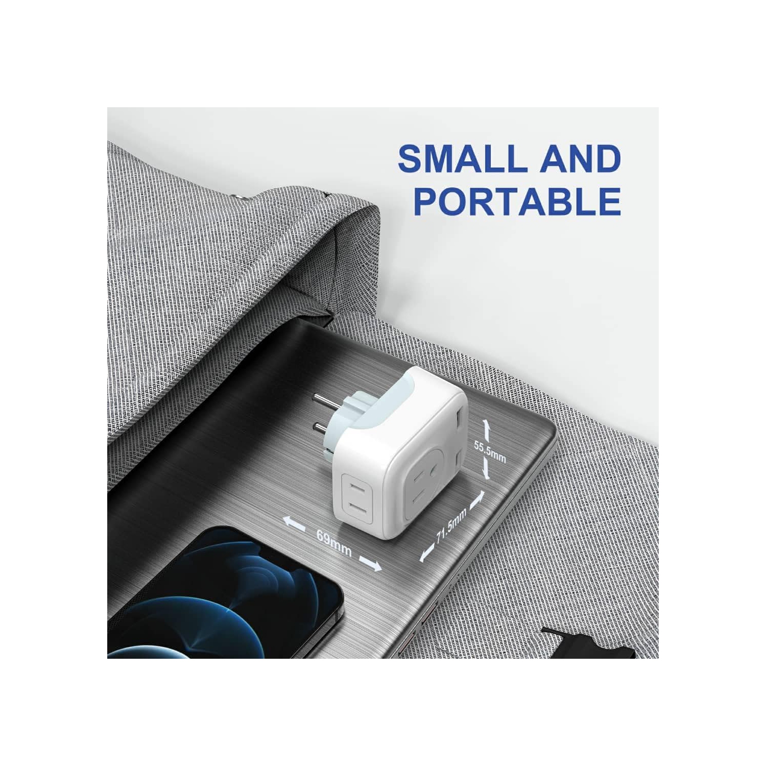 European Travel Plug Adapter US to EU, 6-in-1 International Power Adapter with 2 American Outlets, 2 USB-C & 2 USB-A Ports, Type C Charger for France