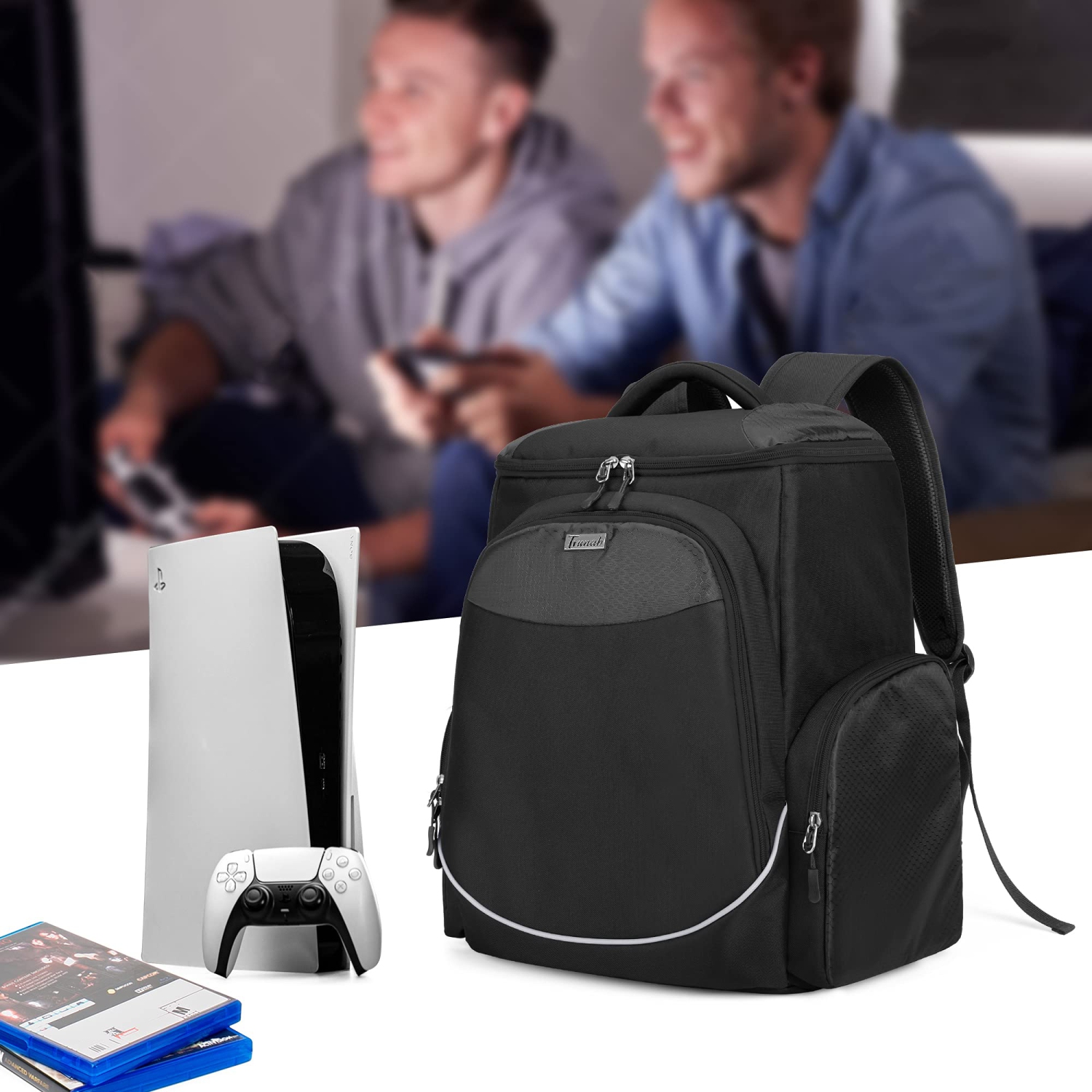 Trunab Gaming Console Backpack Compatible with PS5/PS4/PS4 Pro/PS4 Slim/Xbox One/Xbox One X/Xbox One S, Travel Carrying Bag