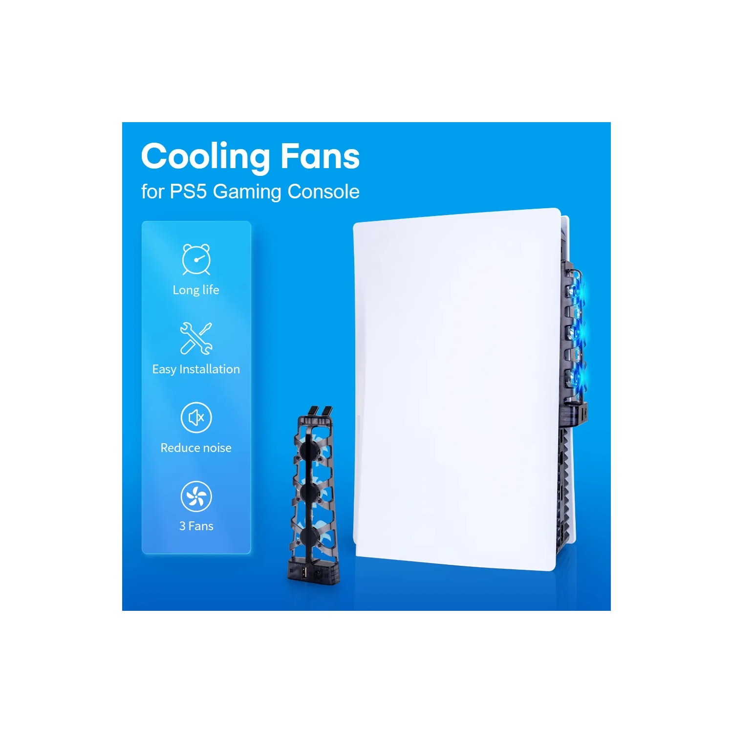 navor Cooling Fan Compatible with PS5, Heat Dissipation 3 High-Speed Fans Compatible with Playstation 5 CFI-1000A& CFI-1000B Console.