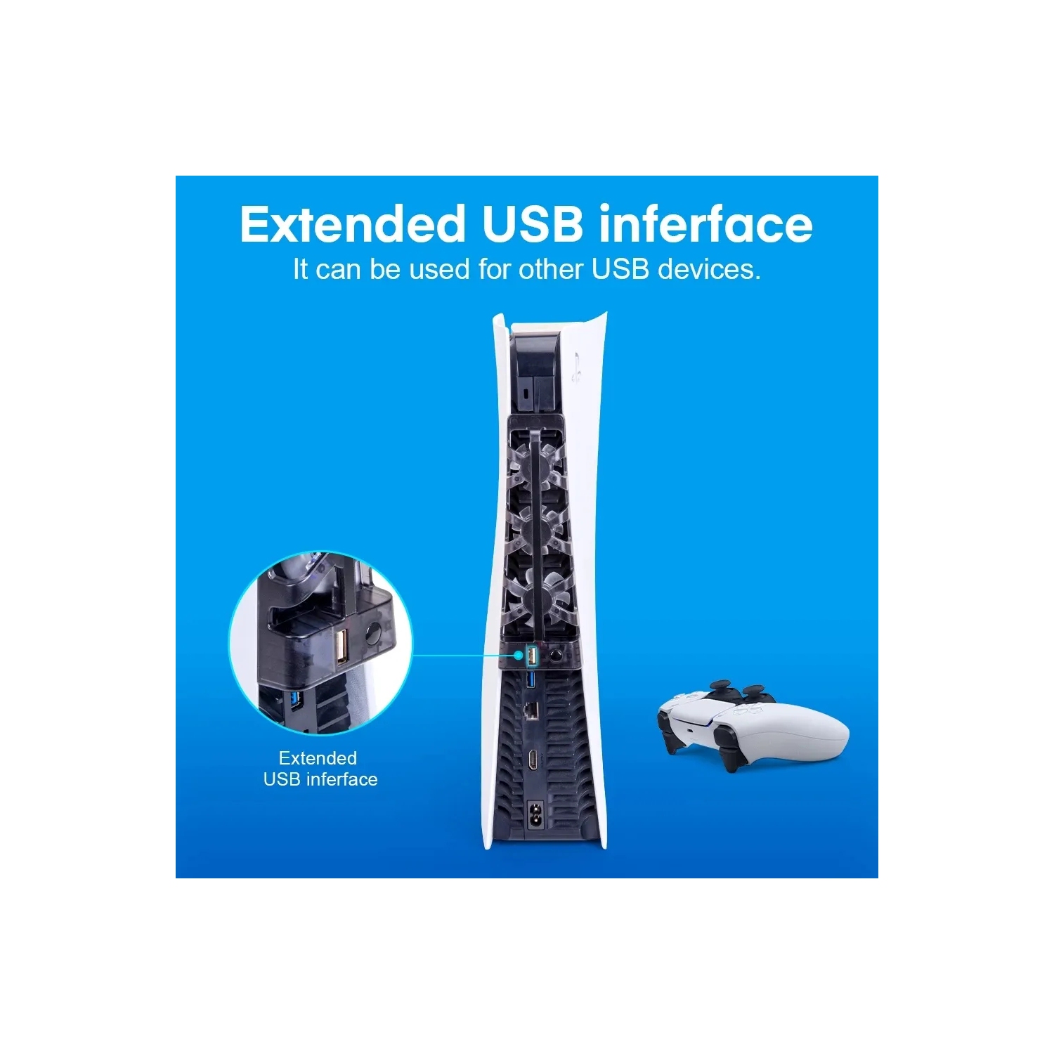 navor Cooling Fan Compatible with PS5, Heat Dissipation 3 High-Speed Fans Compatible with Playstation 5 CFI-1000A& CFI-1000B Console.