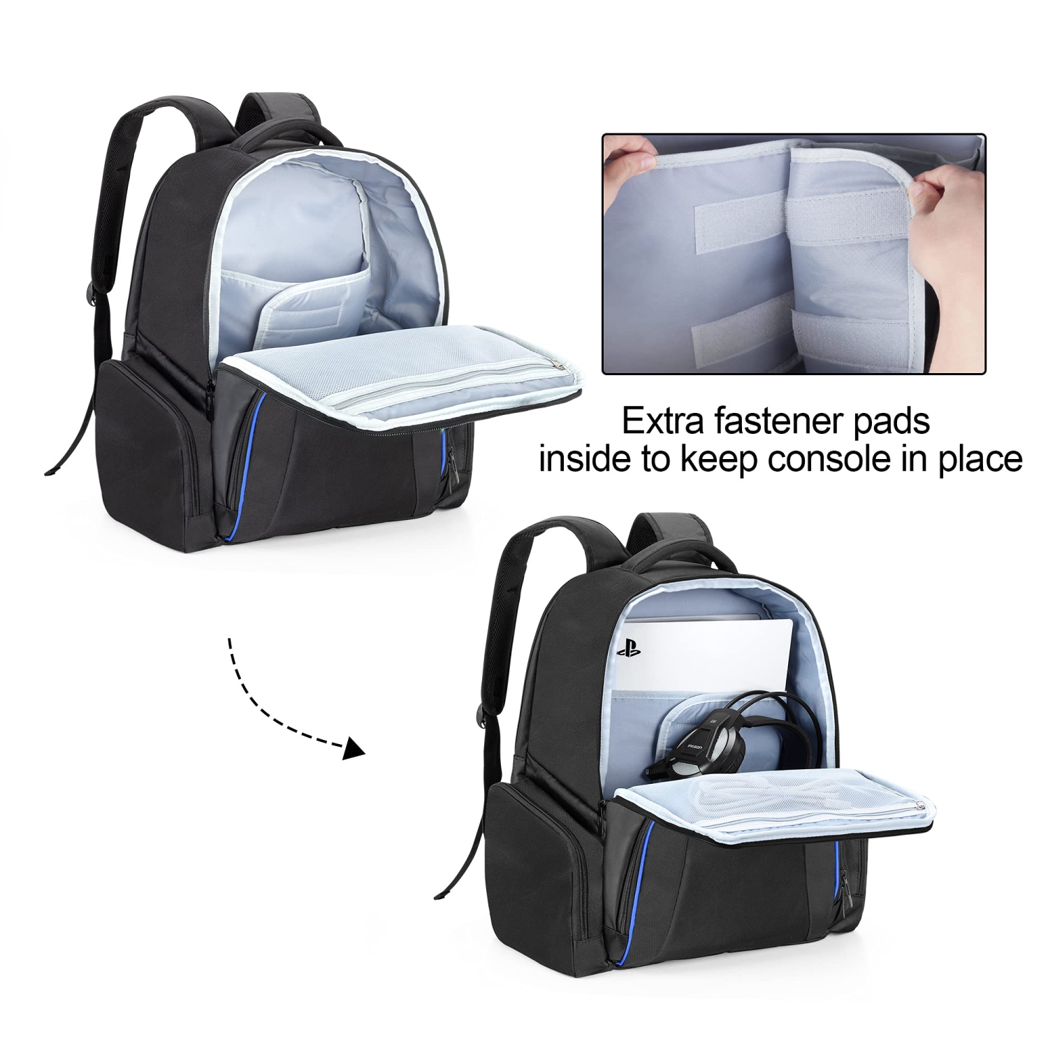 CURMIO Gaming Console Backpack Compatible with PS5/ PS4/ PS4 Pro/ PS3 and Xbox Series S/ One/ One S / One X / 360/ 360 Slim,