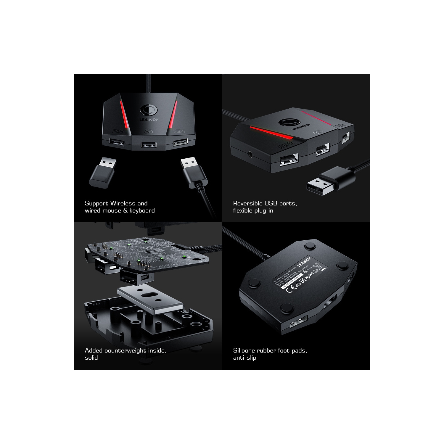 Adaptateur de manette sans fil VX2 AimBox de HLD pour Xbox One/Xbox Series X|S/PS5/PS4/Nintendo Switch