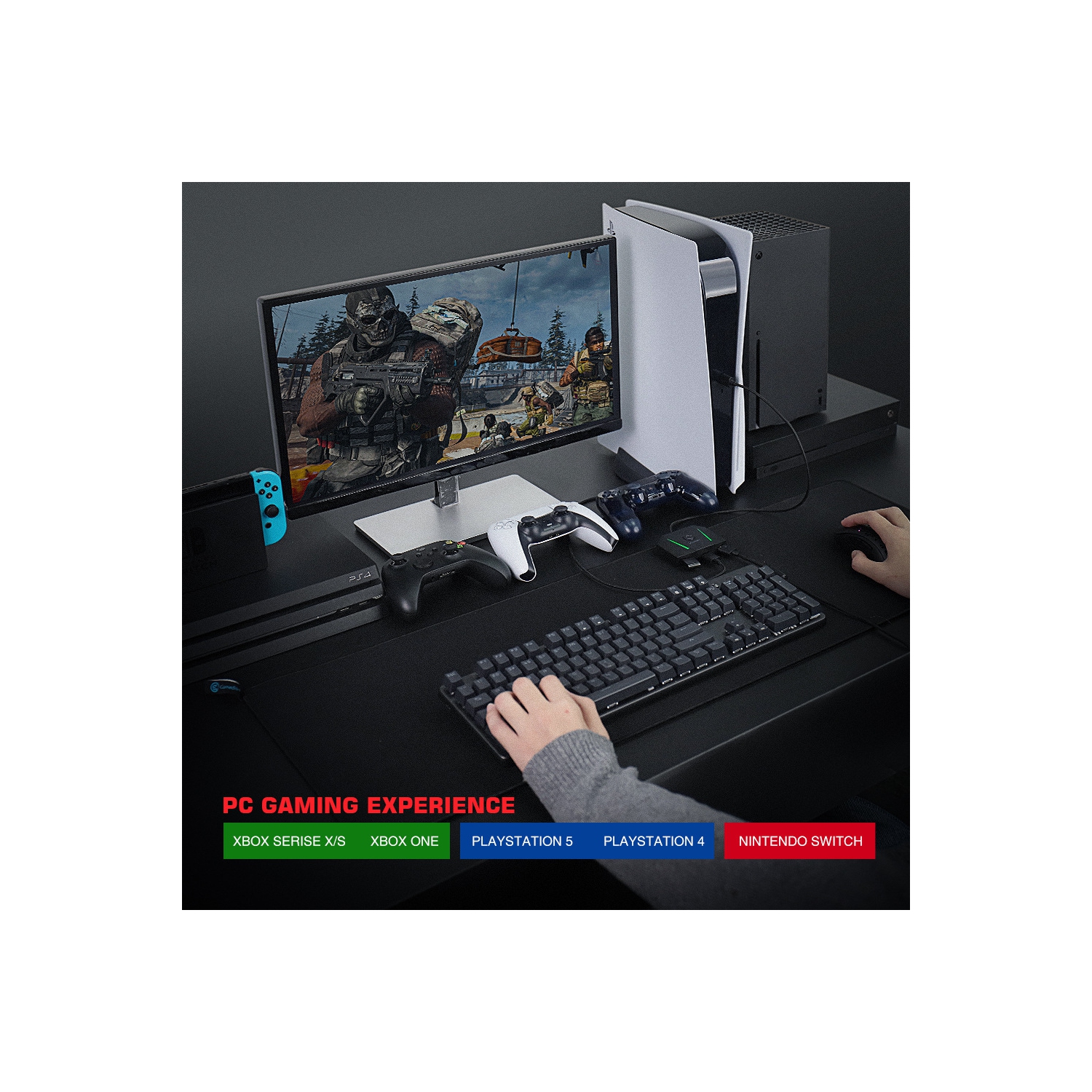 Adaptateur de manette sans fil VX2 AimBox de HLD pour Xbox One/Xbox Series X|S/PS5/PS4/Nintendo Switch