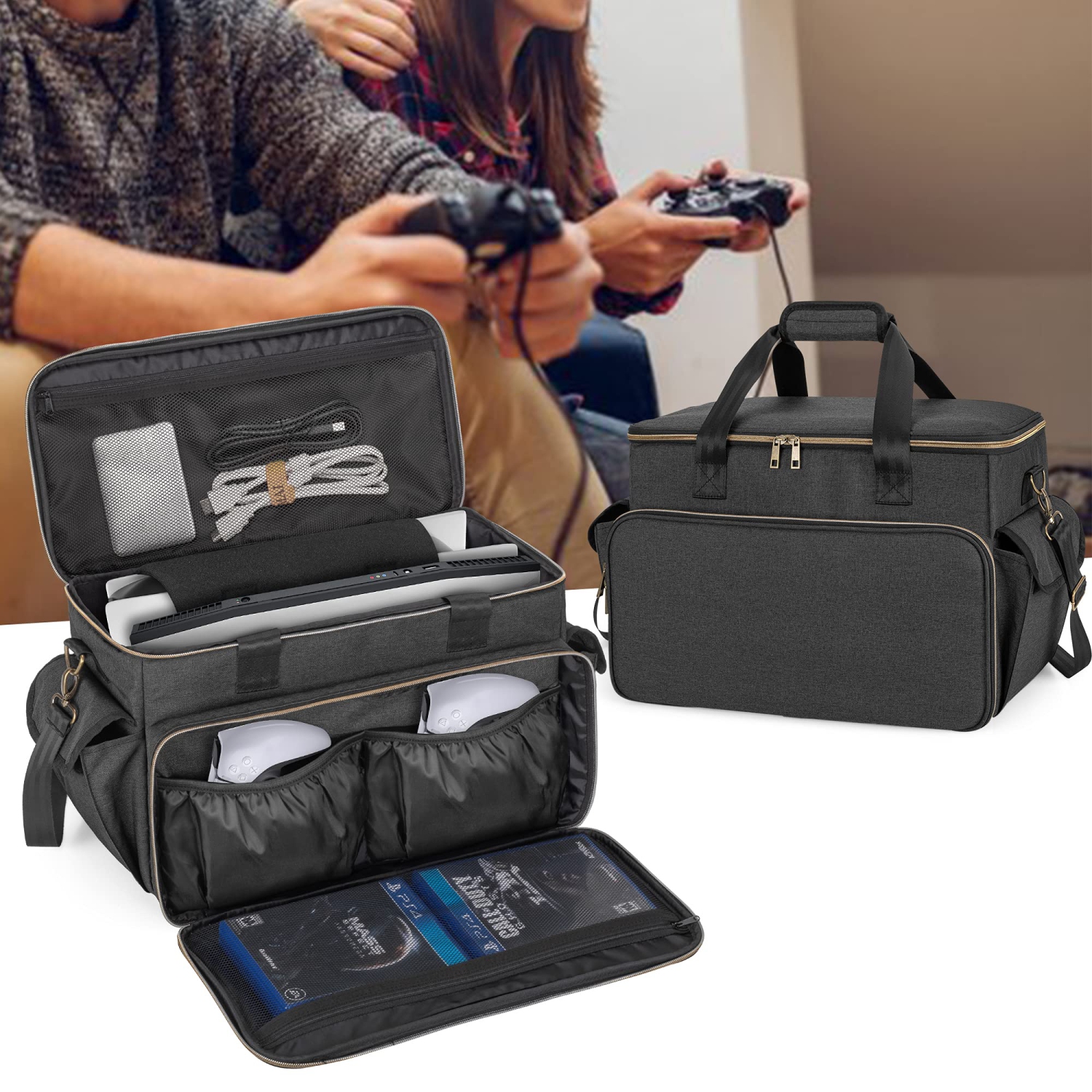 Trunab Gaming Console Travel Bag Compatible with PS5/PS4/Xbox One 