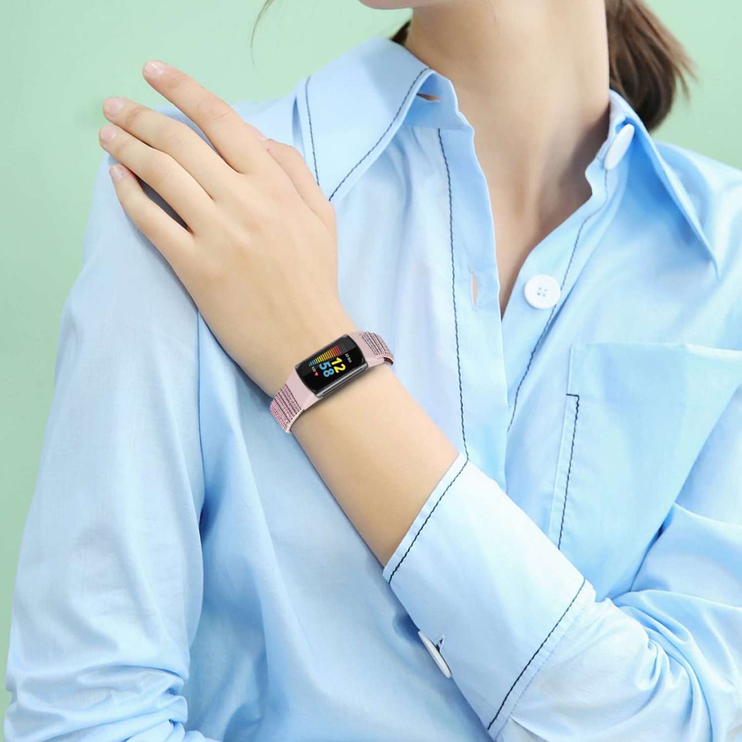 Relting Nylon Band Compatible with Fitbit Charge 5 Bands,Adjustable Breathable Charge 5 Wristbands Replacement for Fitbit Ch