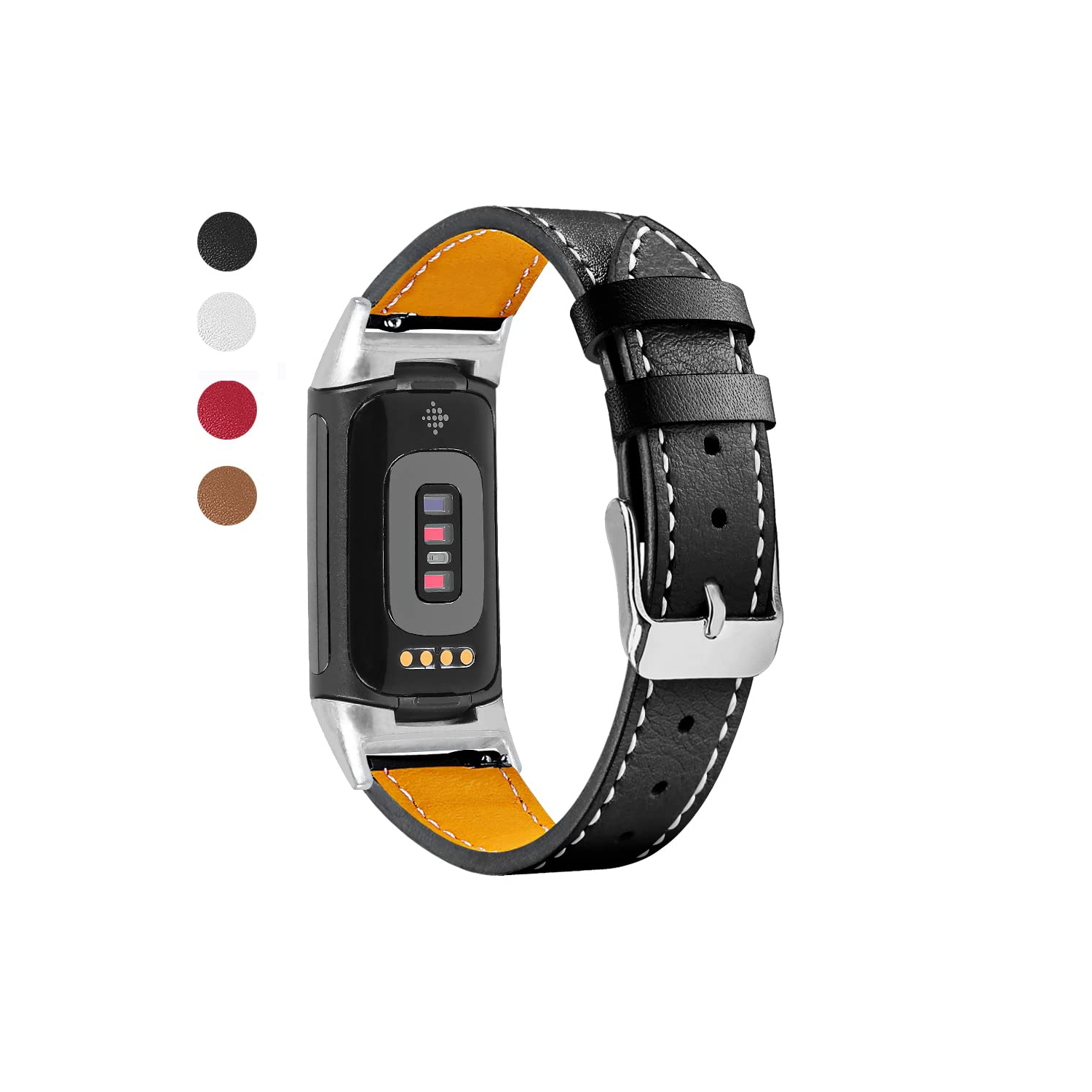 Genuine Leather Wrist Bands for Fitbit Charge 5 Advanced Fitness & Health Tracker Accessories Replacement Sports Watchbands