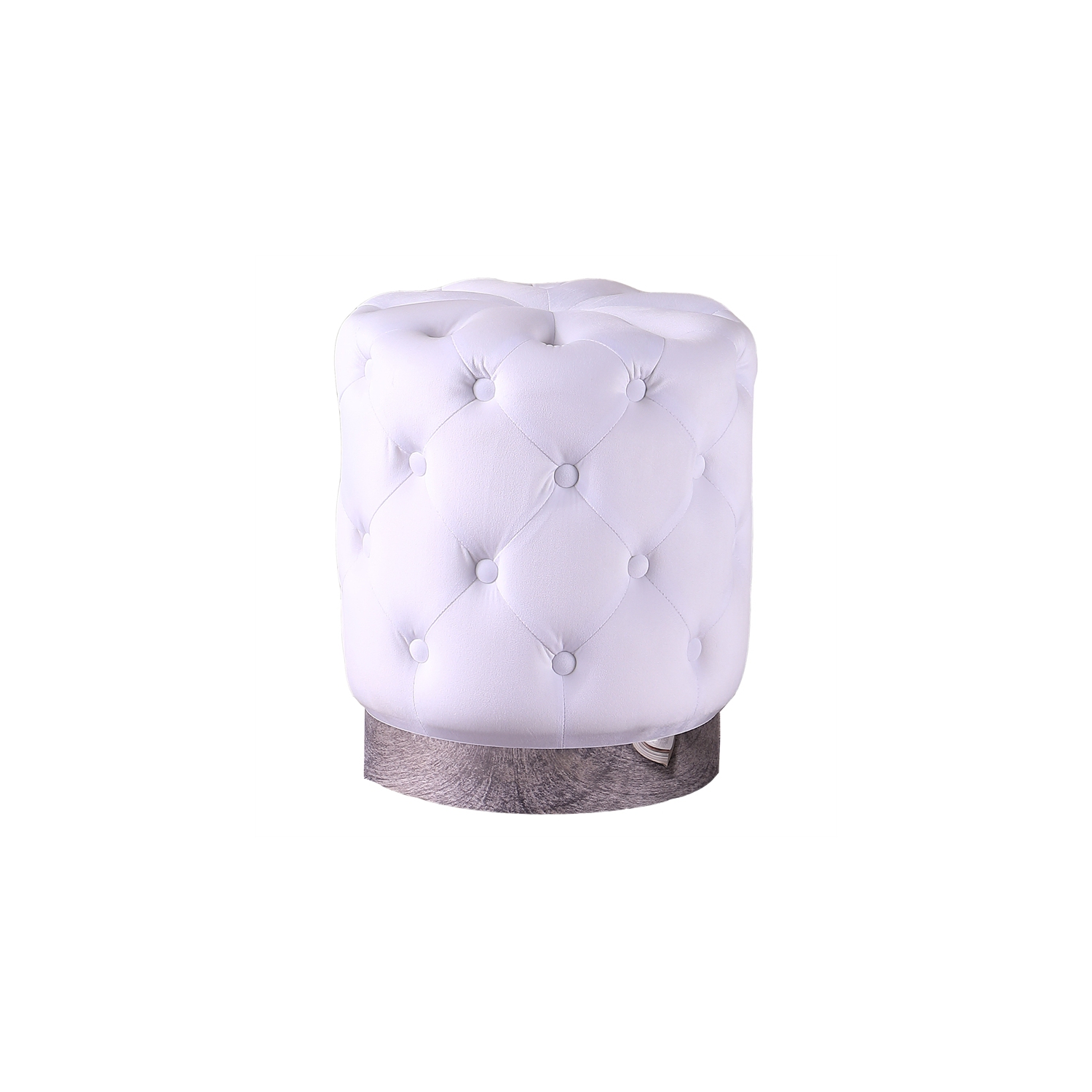 Jacobson Tufted Velvet White Accent Ottoman