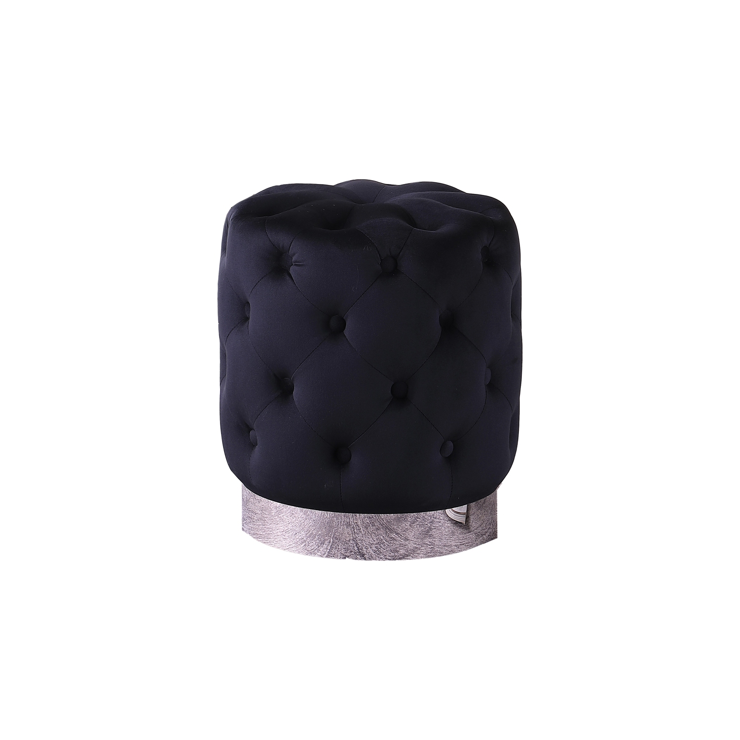 Jacobson Tufted Velvet Black Accent Ottoman