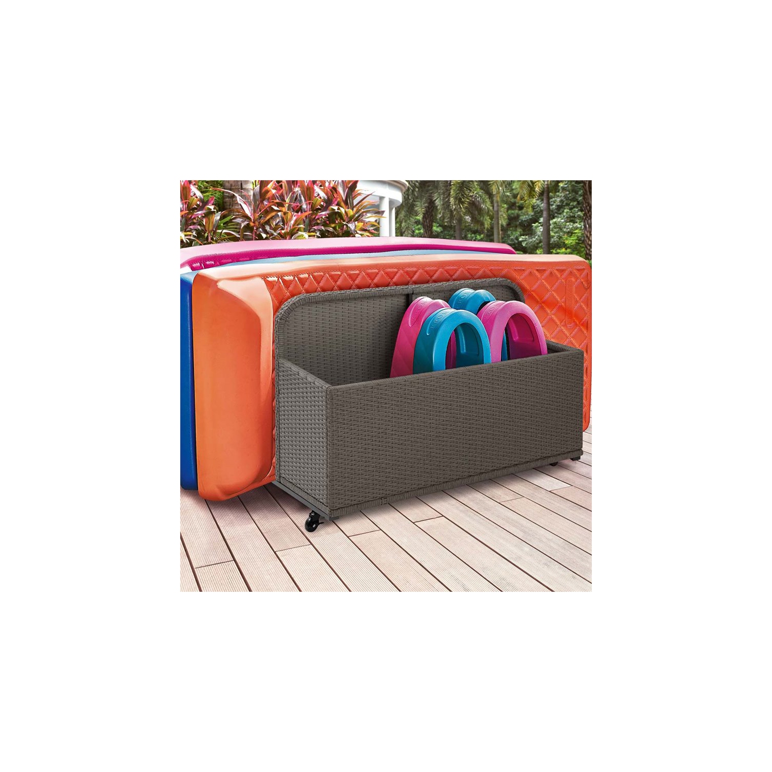 Afuera Living Contemporary Wicker Patio Float Caddy in Weathered Gray