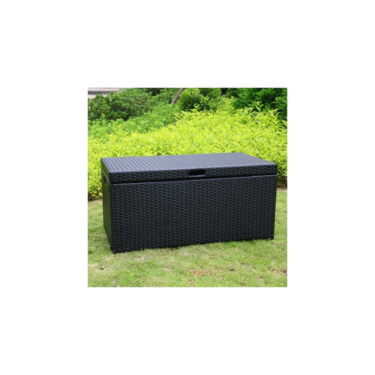 Jeco Wicker Patio Storage Deck Box in Black