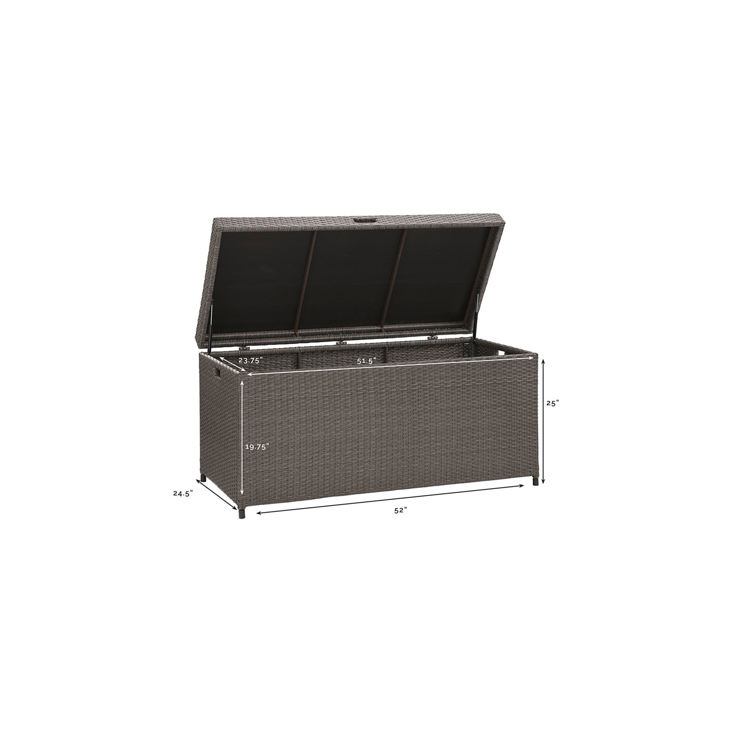 Crosley Palm Harbor Wicker Patio Deck Box in Weathered Gray