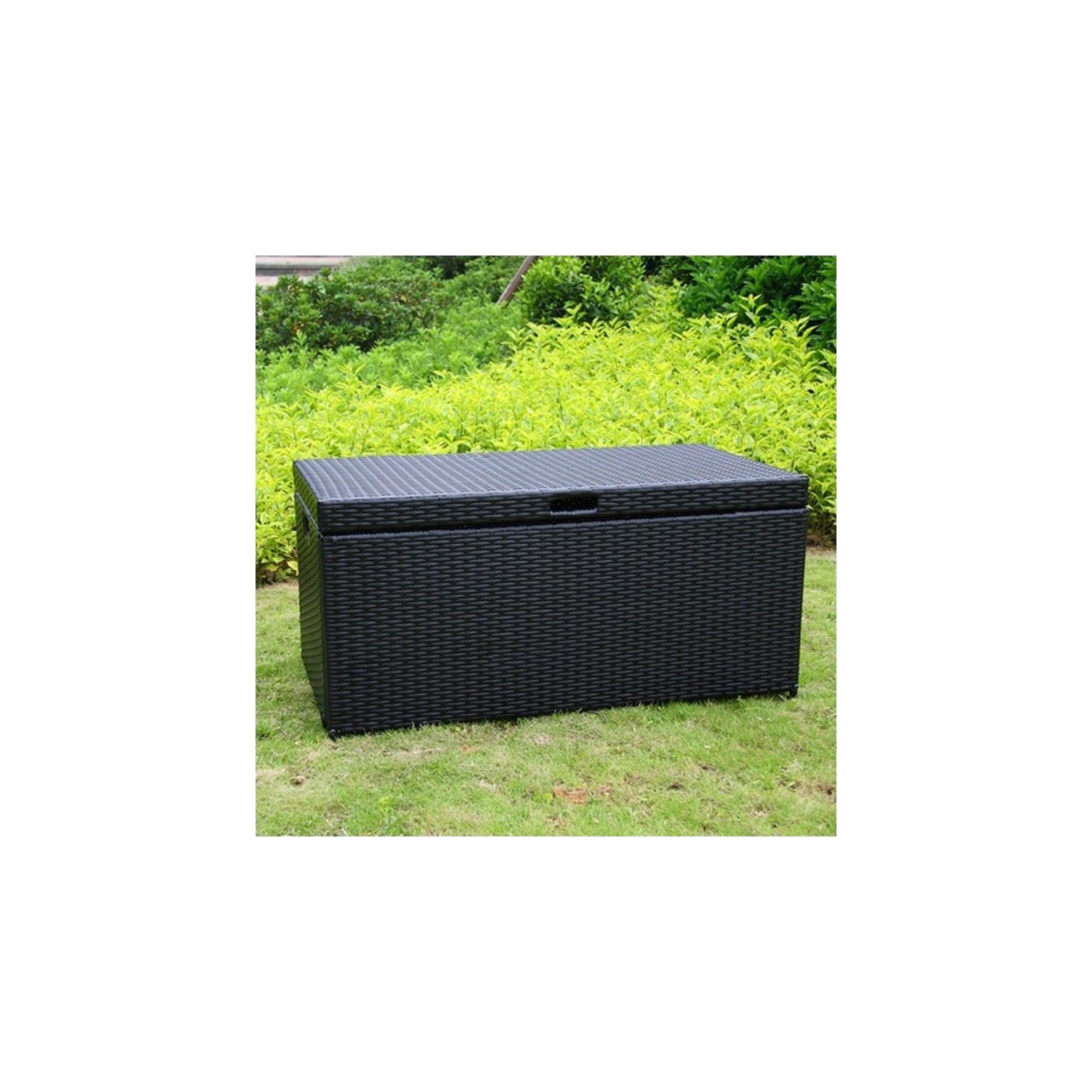 Bowery Hill Wicker Patio Storage Deck Box in Black